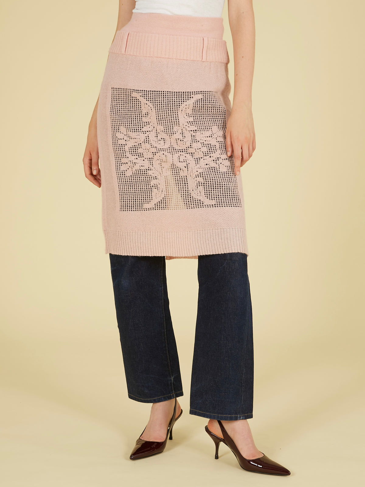 point tail 2way knit skirt｜PINK