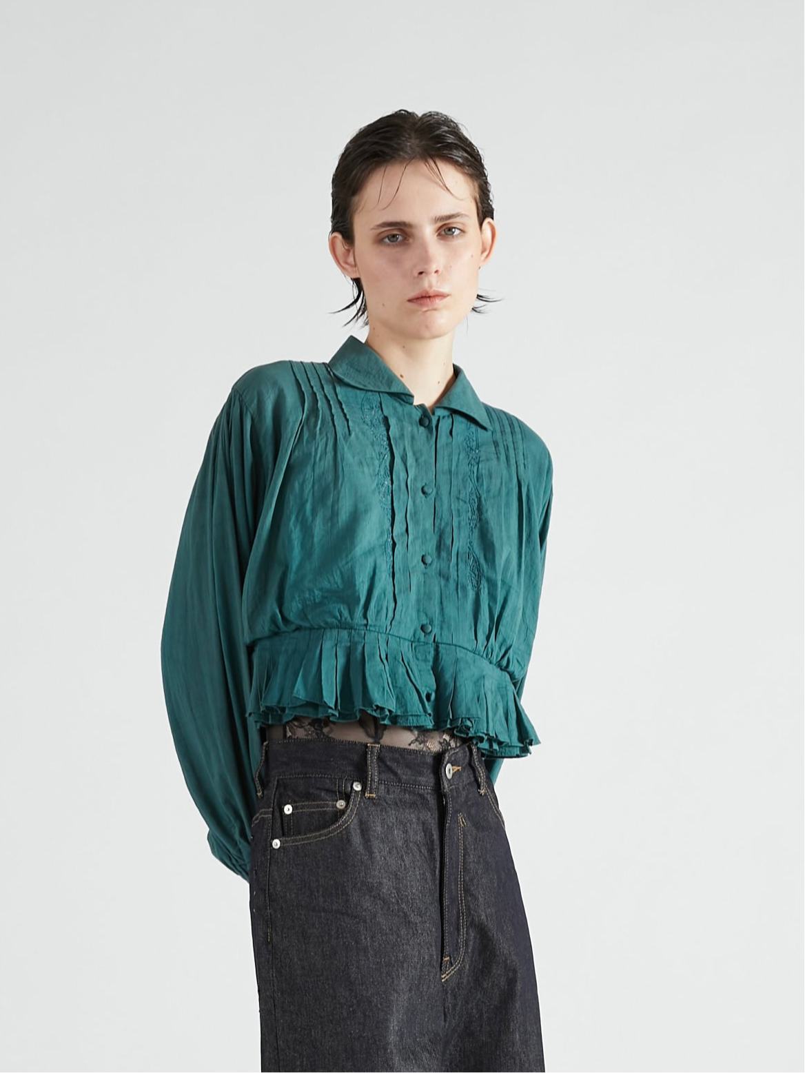 cord embroidery blouse｜GREEN