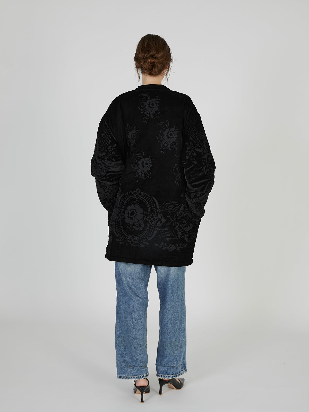 tape embroidery velvet bluson｜BLACK