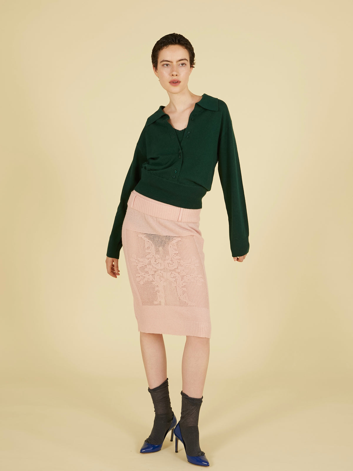 point tail 2way knit skirt｜PINK