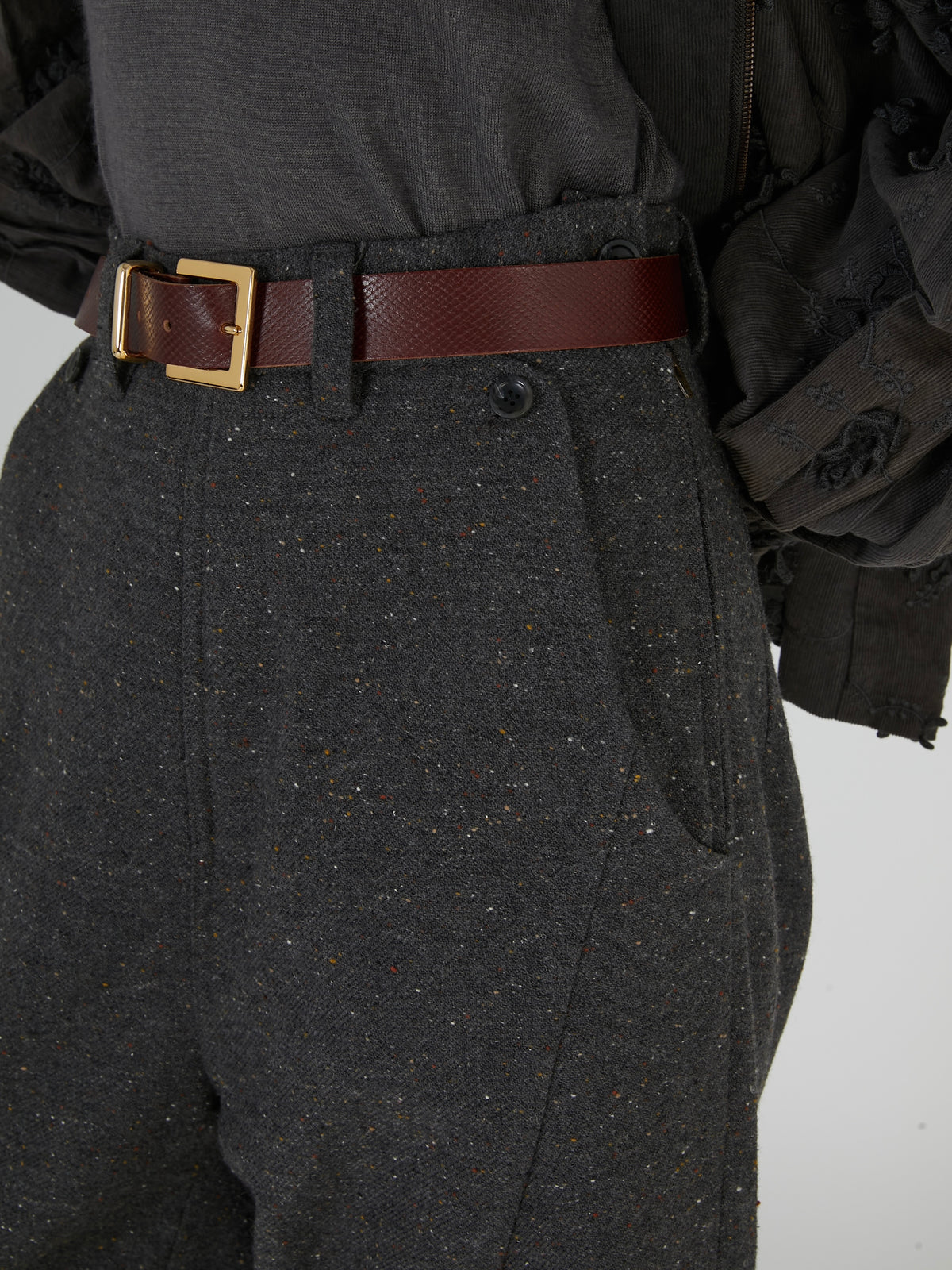 tweed stitch pants｜GREY