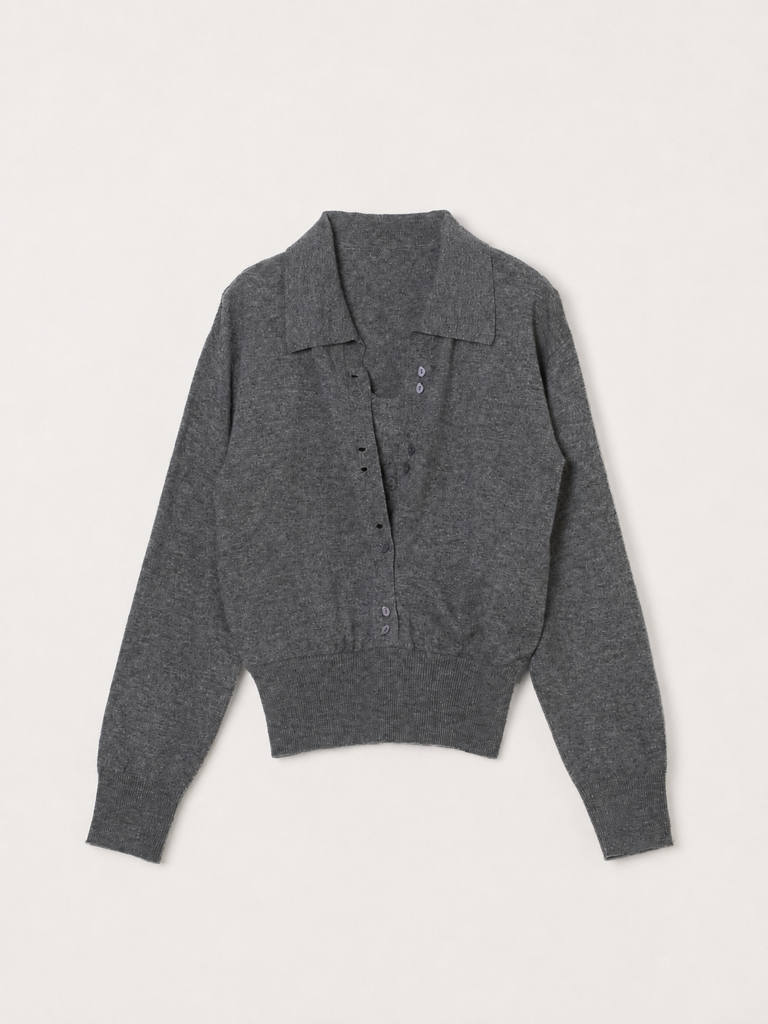 slow off knit top｜GRAY