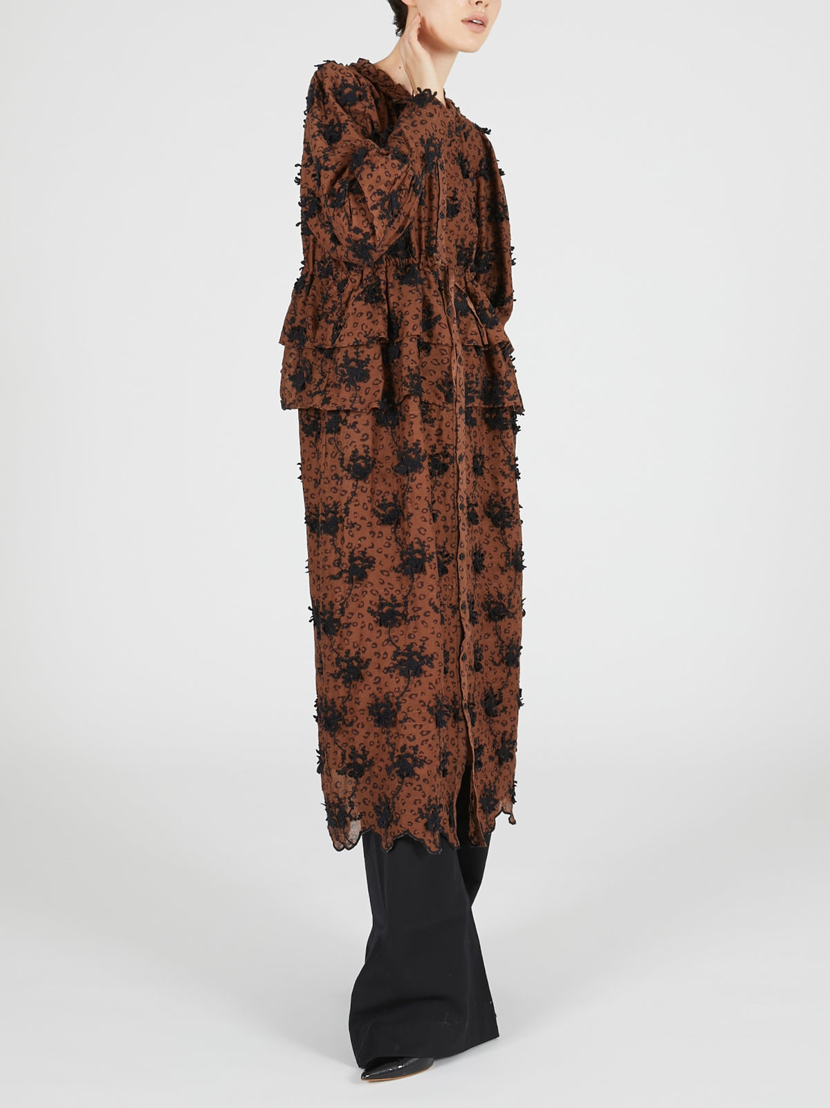3D embroidery leopard onepiece