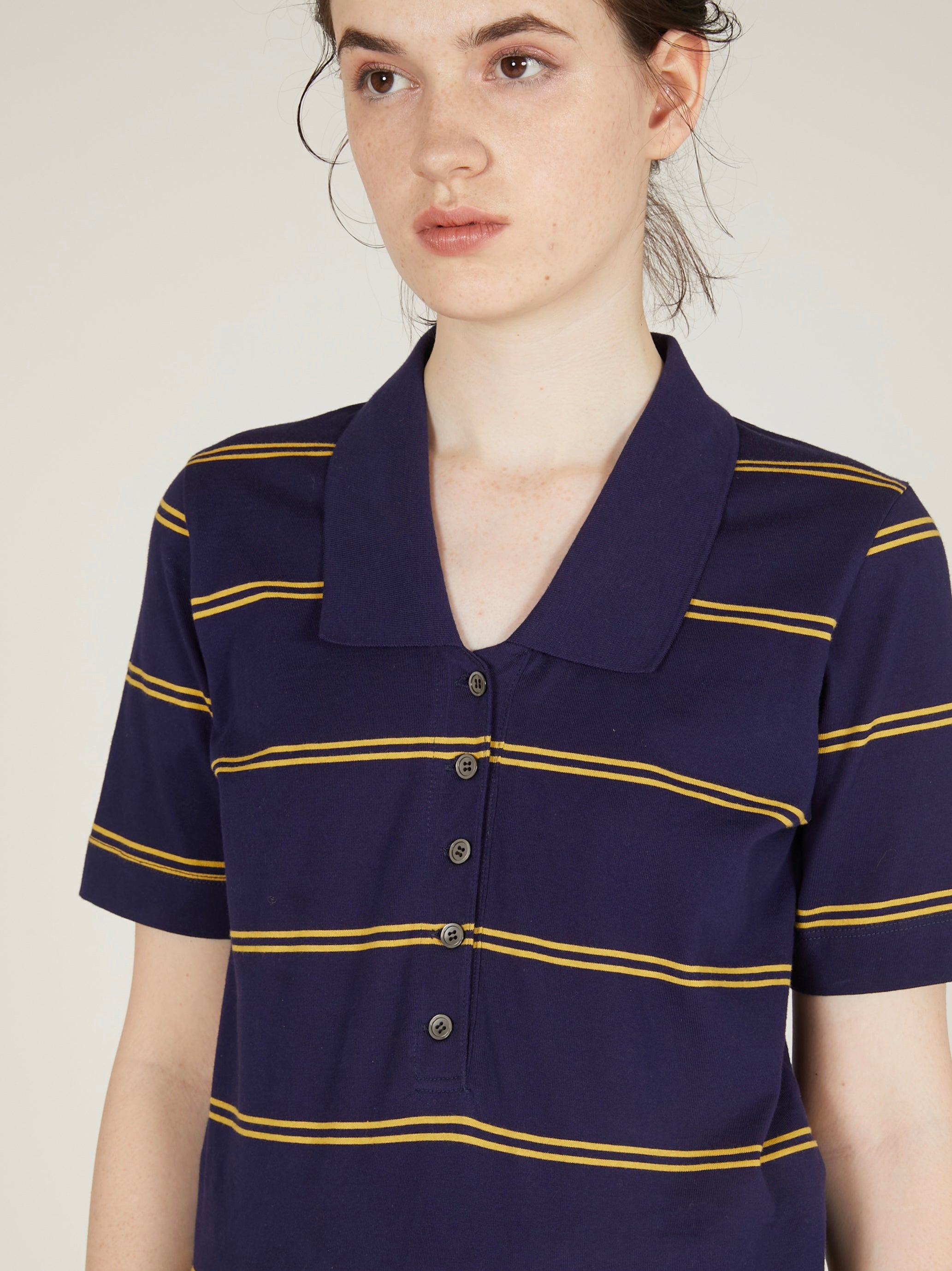 row neck border polo｜NAVY