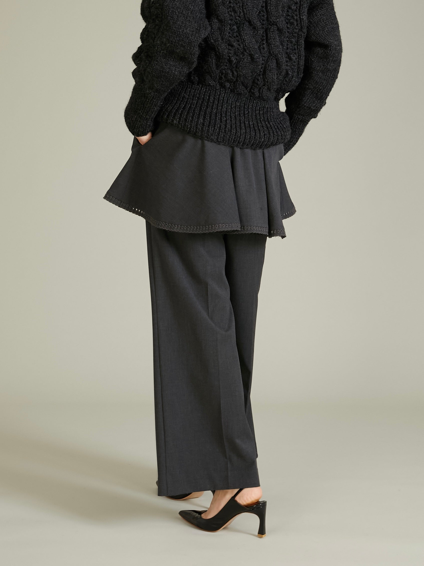 scallop cape set pants｜GRAY