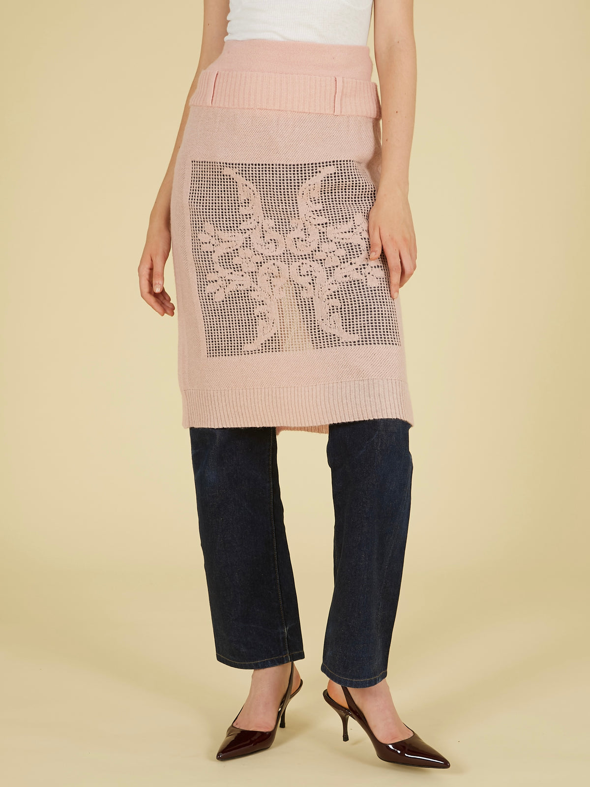 point tail 2way knit skirt｜PINK