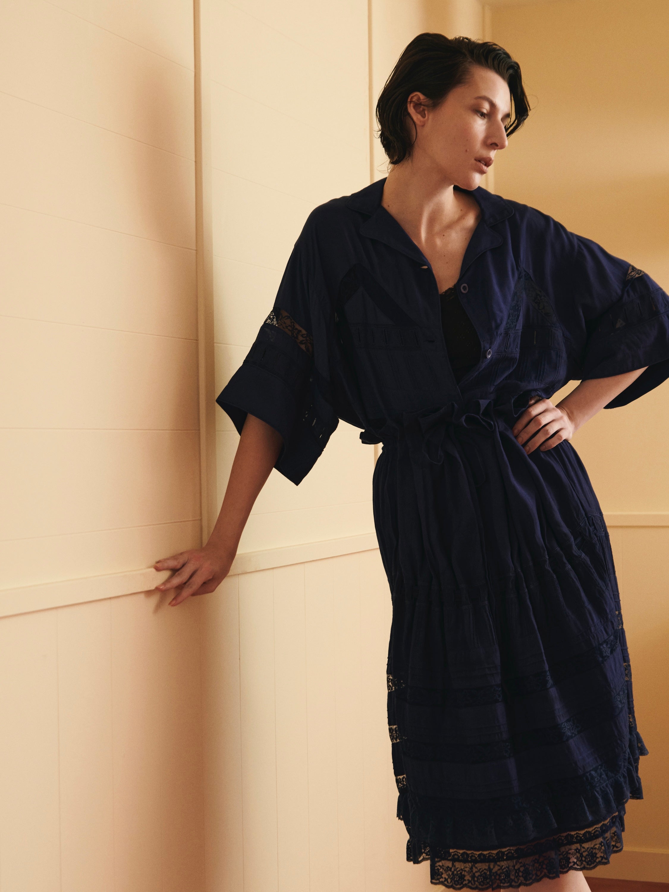 west tuck easy skirt｜NAVY