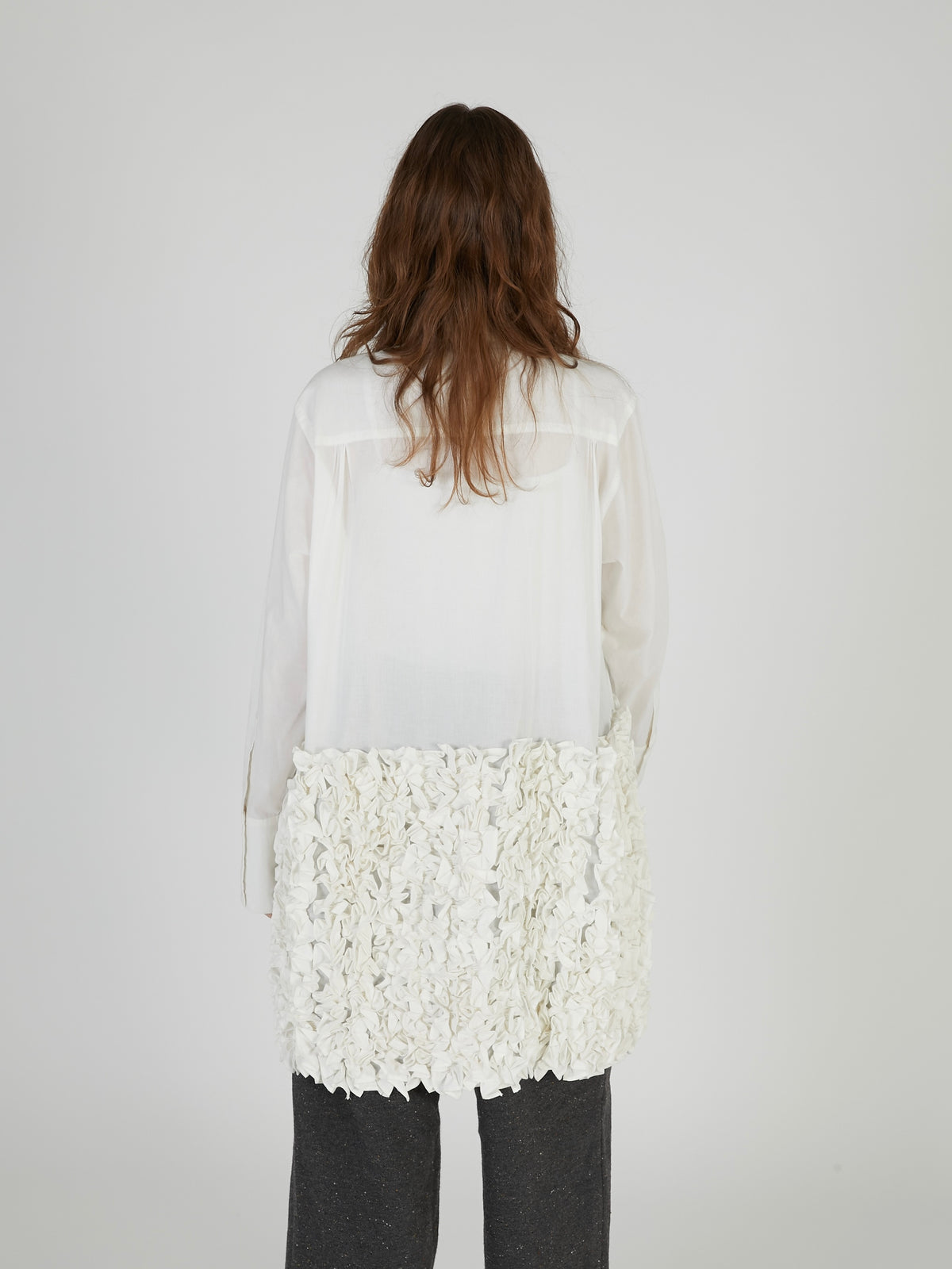 frill long formal shirt｜WHITE
