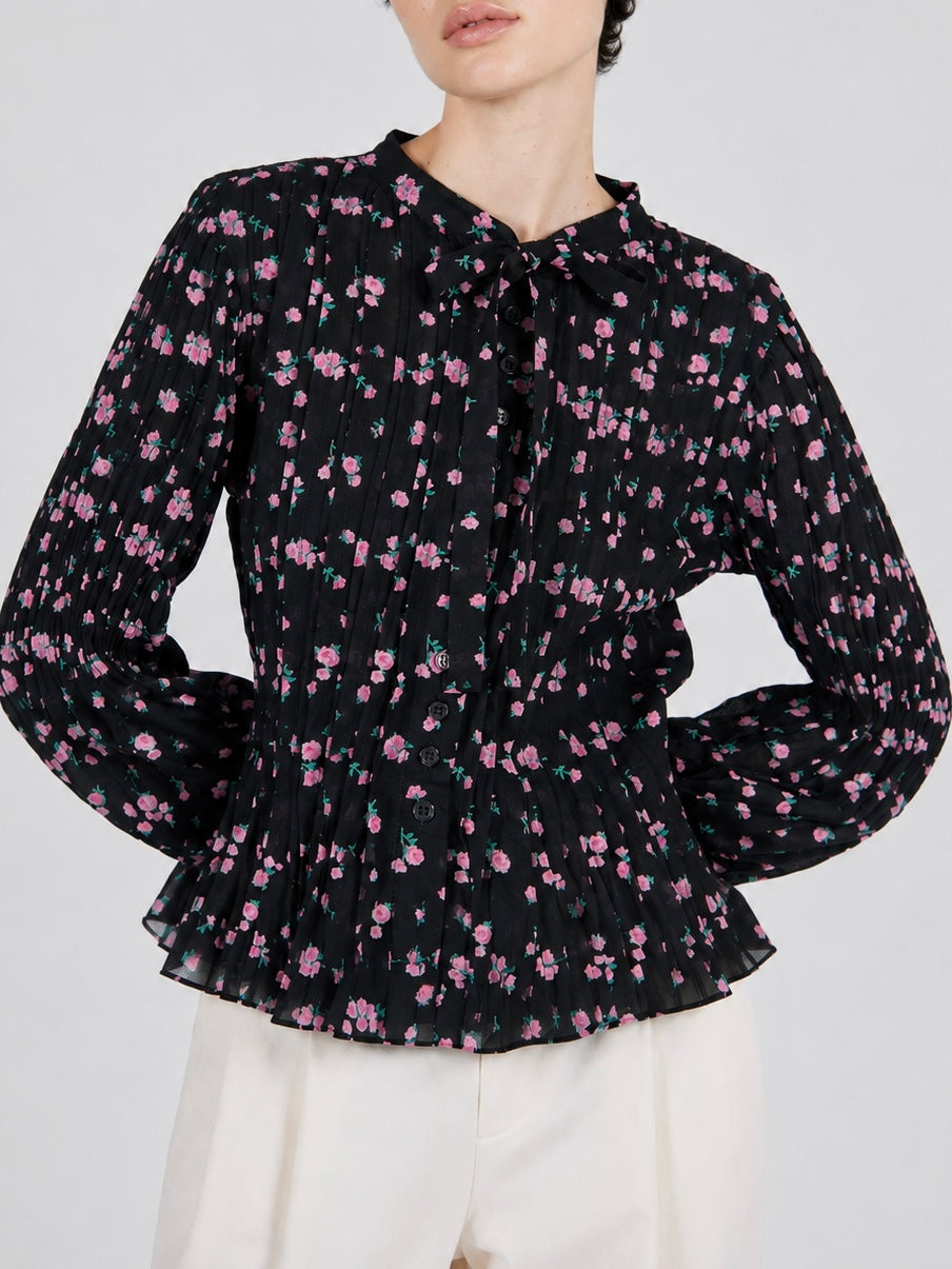 hand tuck flare blouse｜MULTI