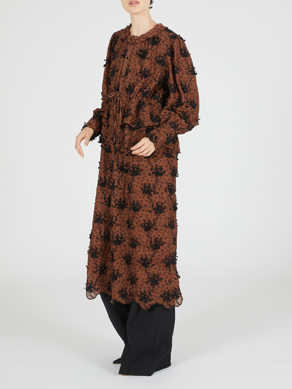 3D embroidery leopard onepiece