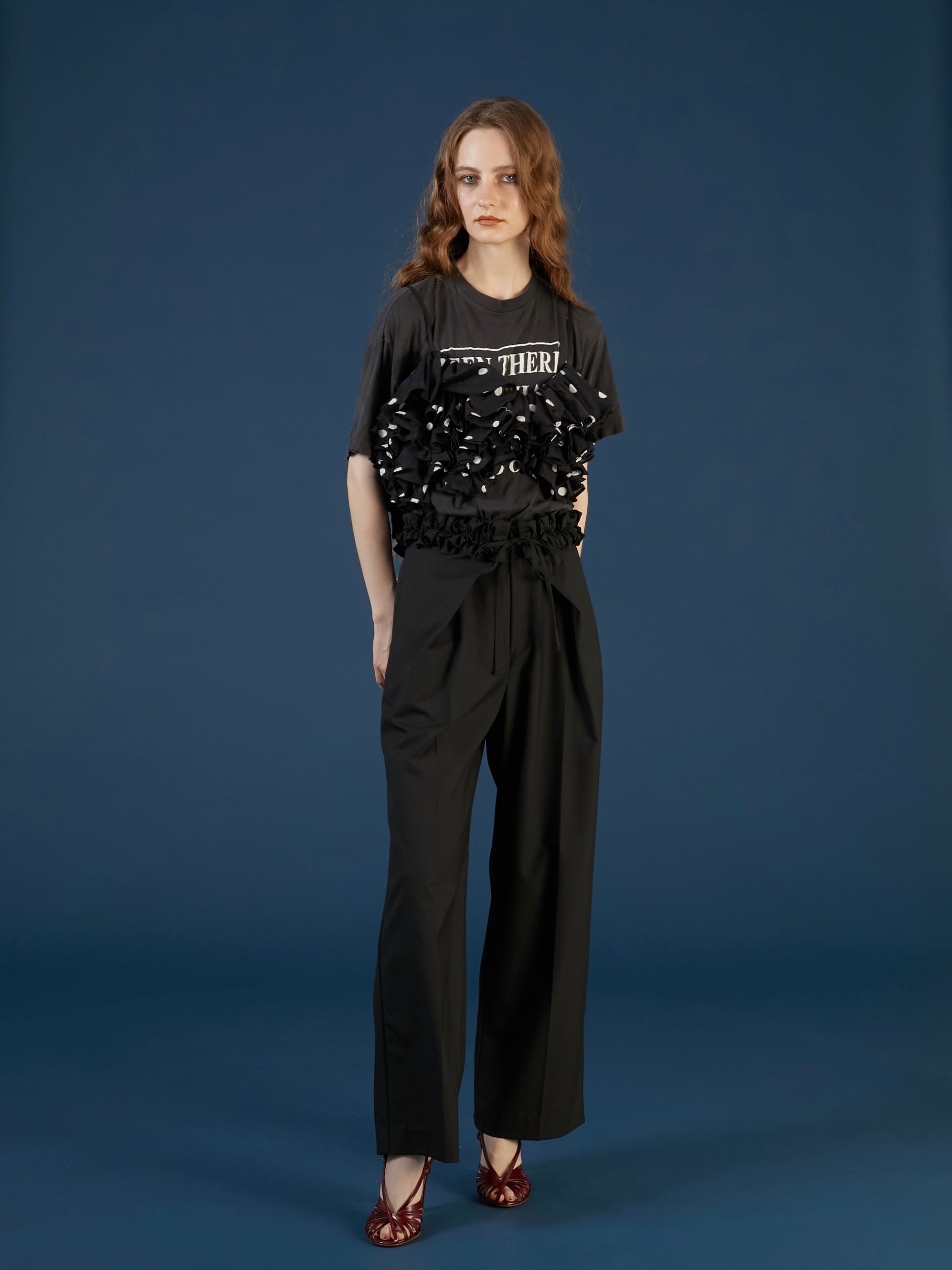 frill belt trousers｜BLACK