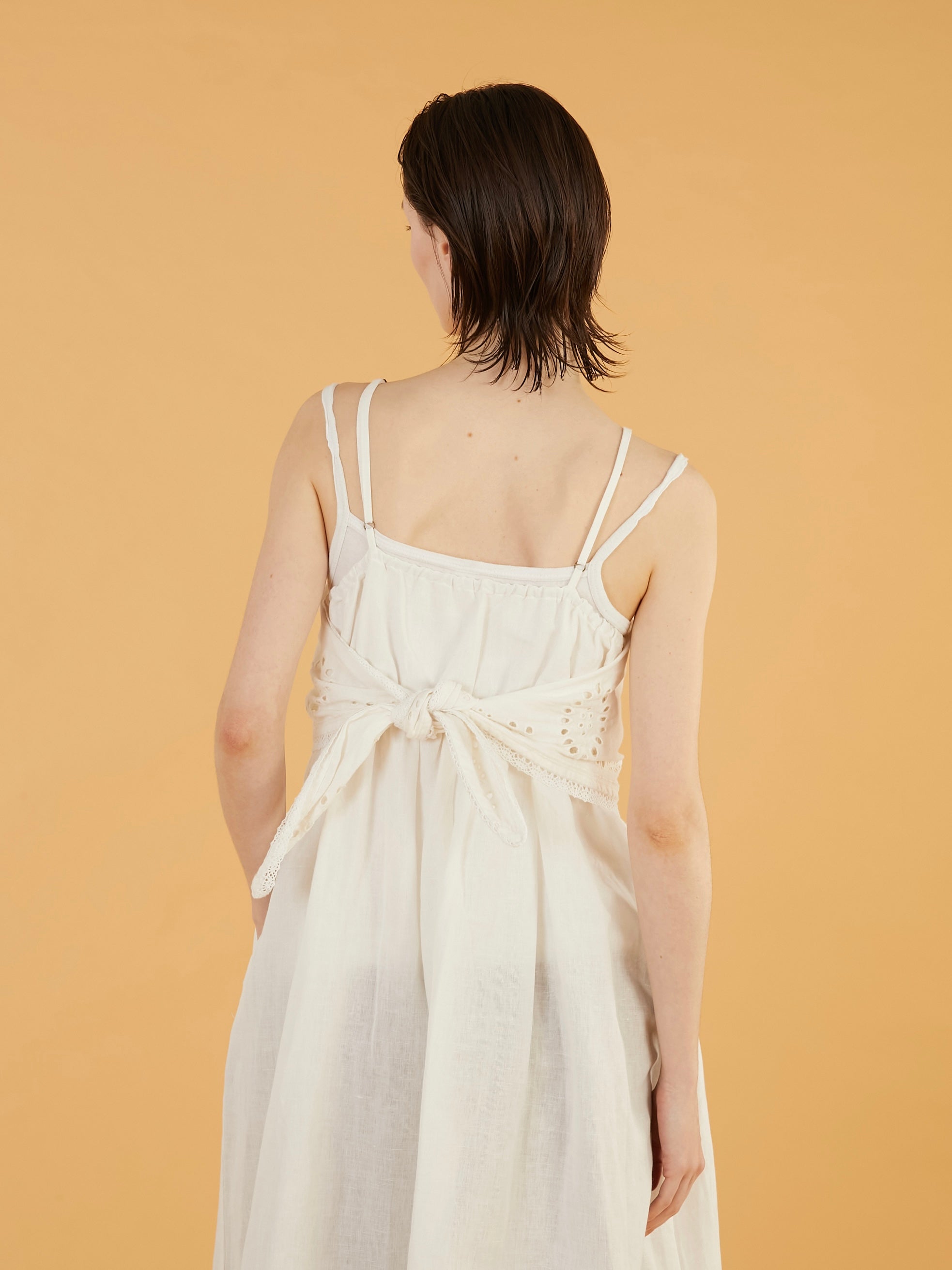 embroidey chief cami onepiece｜WHITE