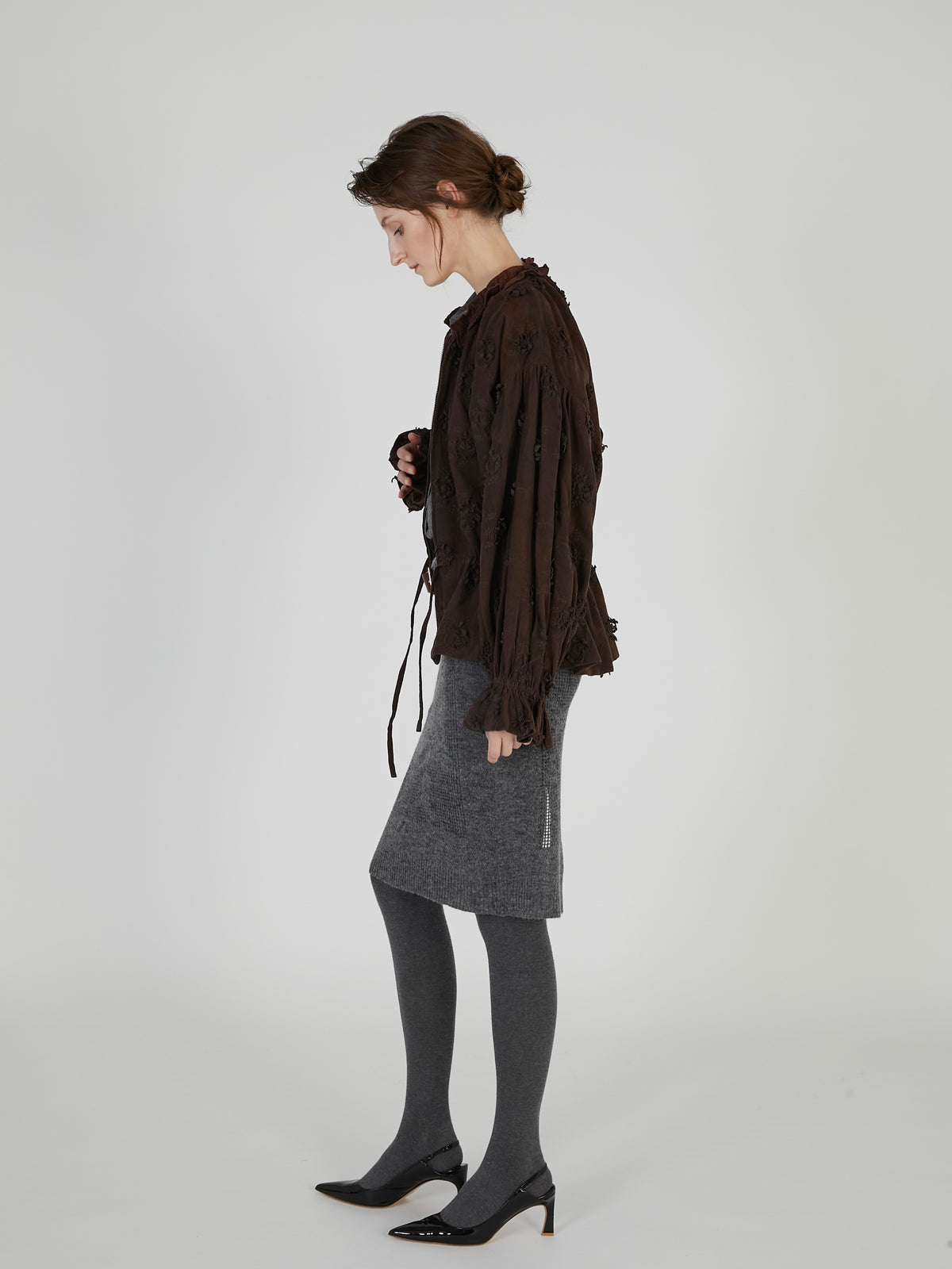 3D embroidery corduroy blouson｜BROWN