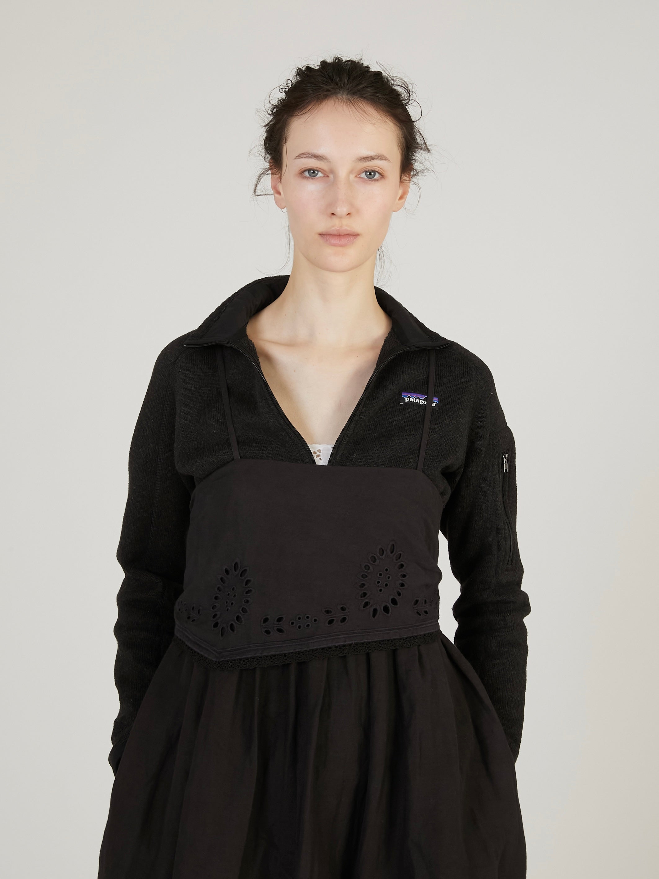 embroidey chief cami onepiece｜BLACK