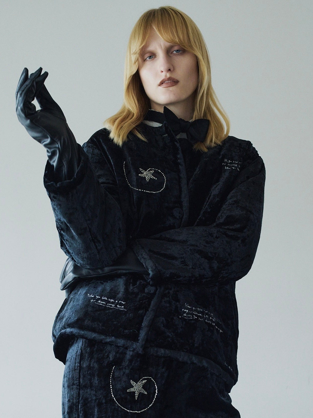 velvet fantasy quilting jacket｜BLACK