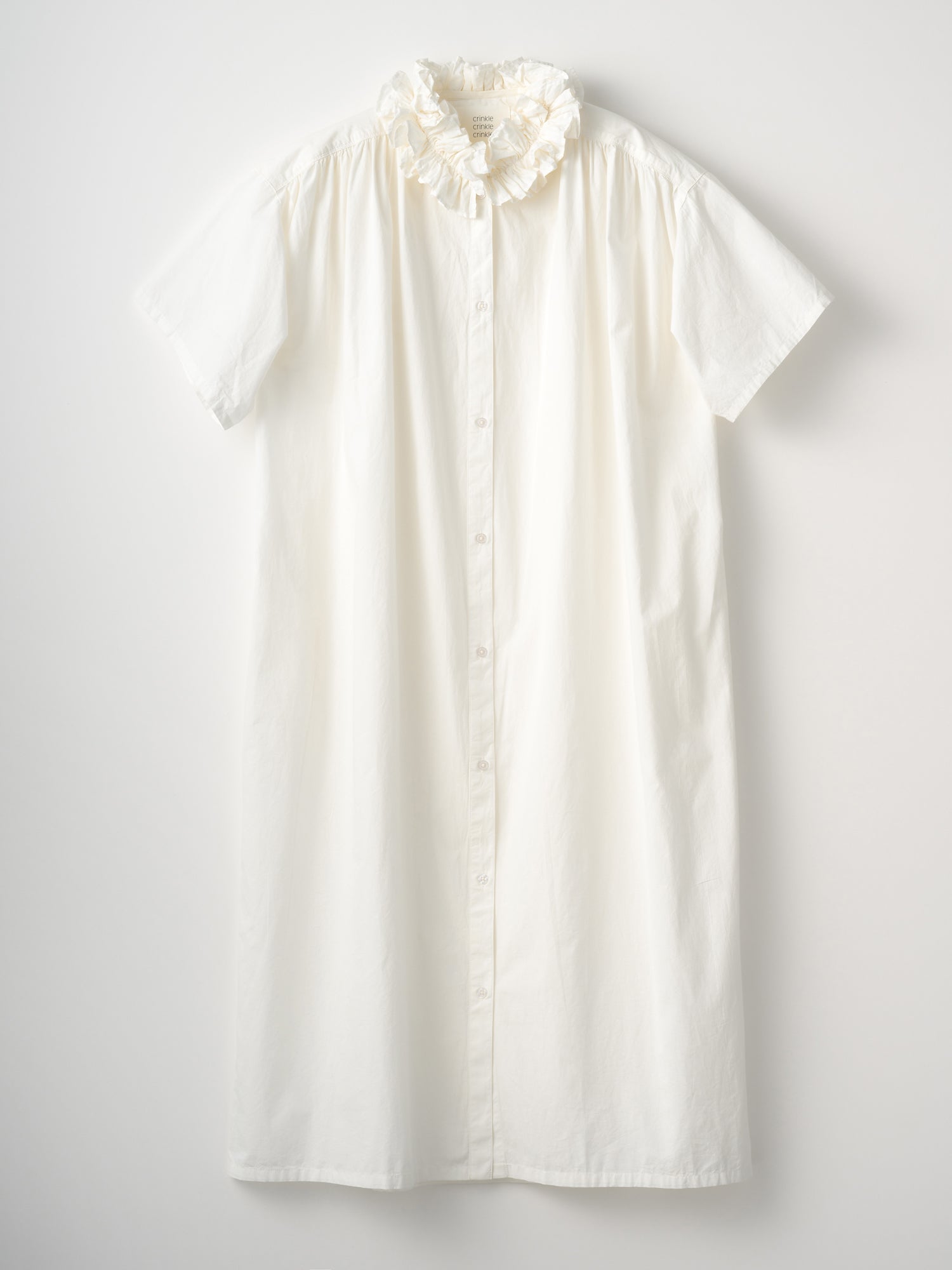 cotton frill coller onepiece ｜WHITE