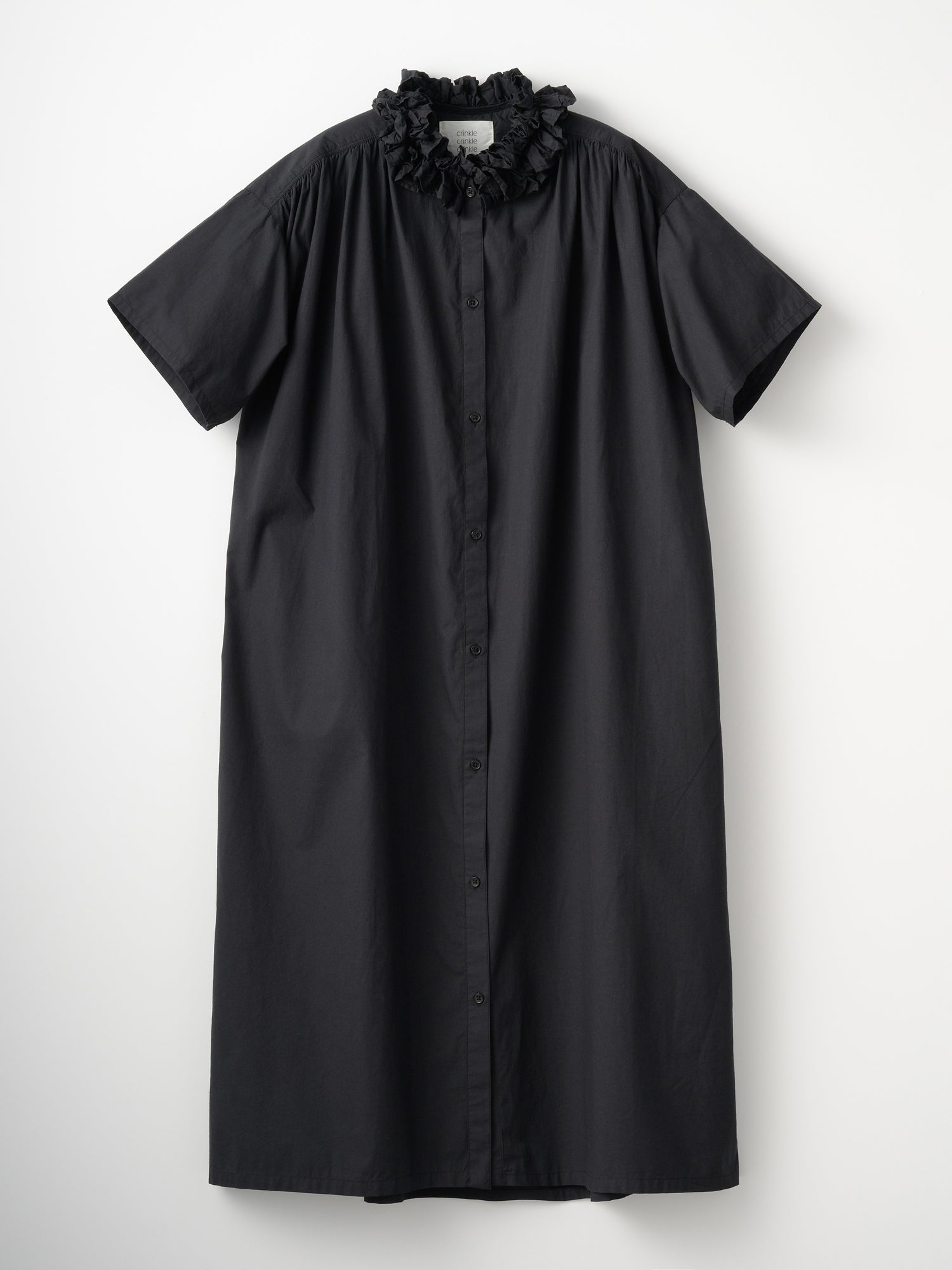 cotton frill coller onepiece ｜WHITE