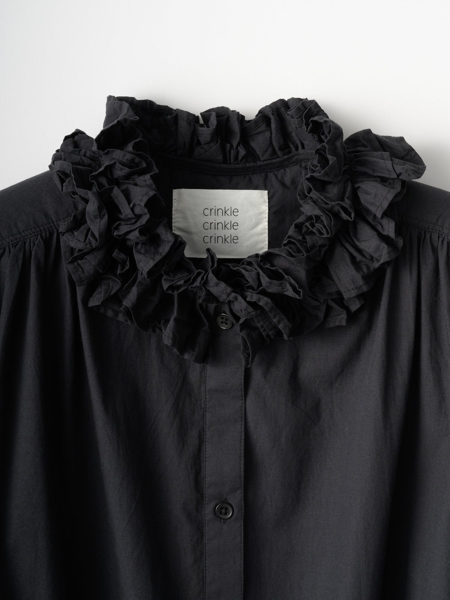 cotton frill coller onepiece｜BLACK