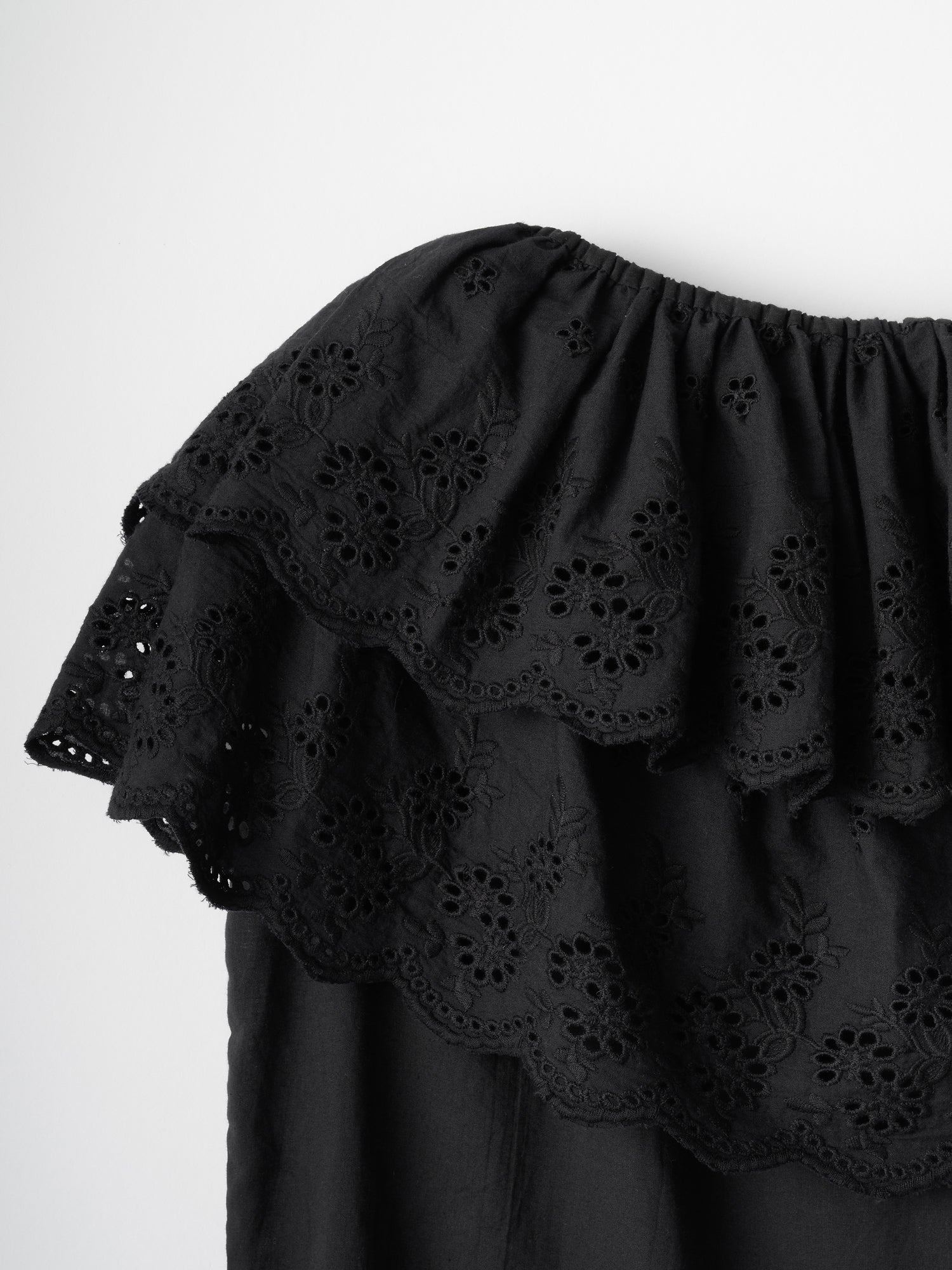 cutwork embroidery blouse｜BLACK