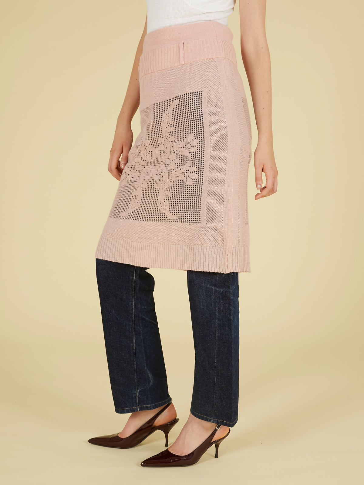 point tail 2way knit skirt｜PINK
