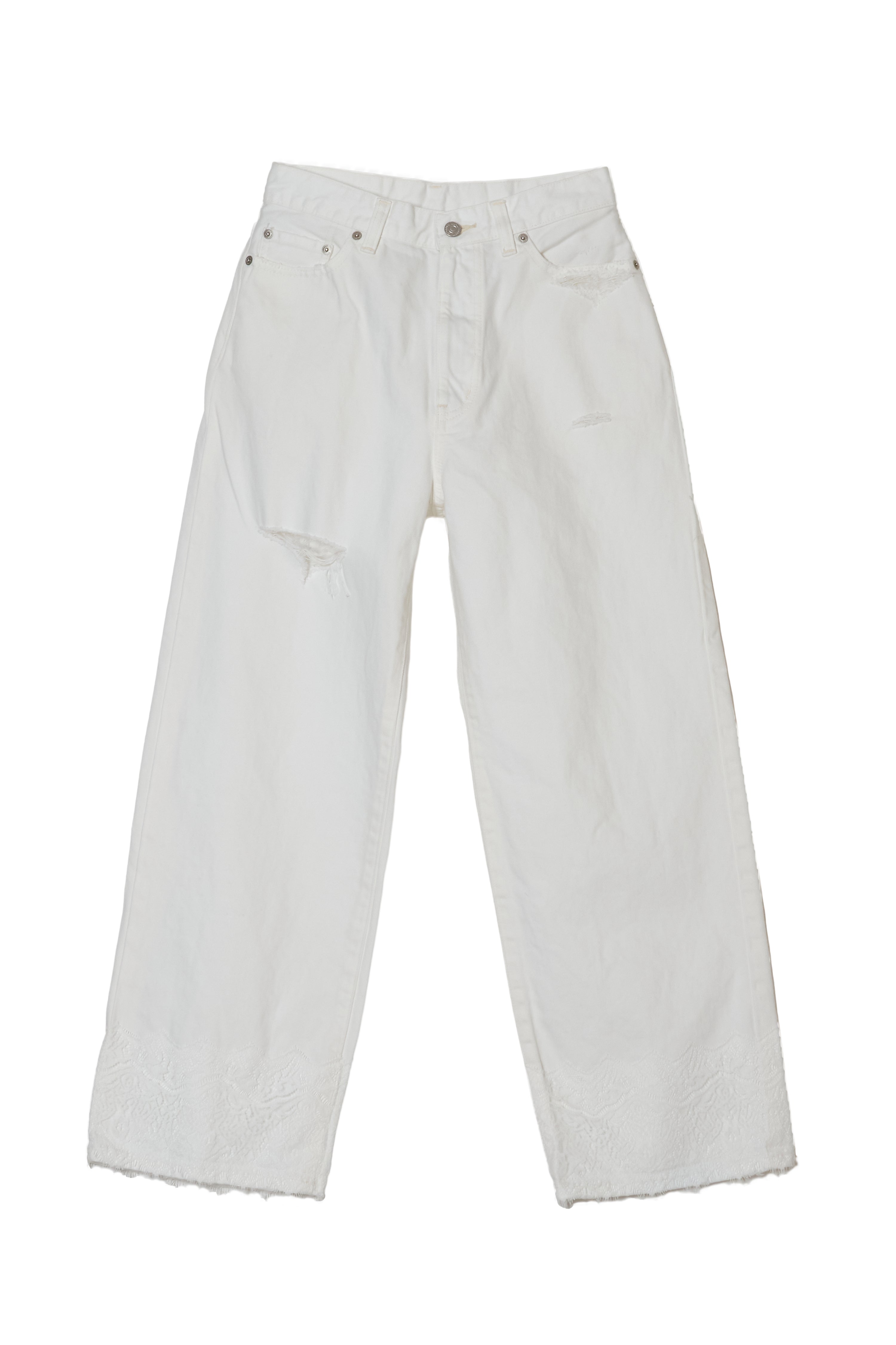 ×JOHNBULL  lace damage denim ｜WHITE