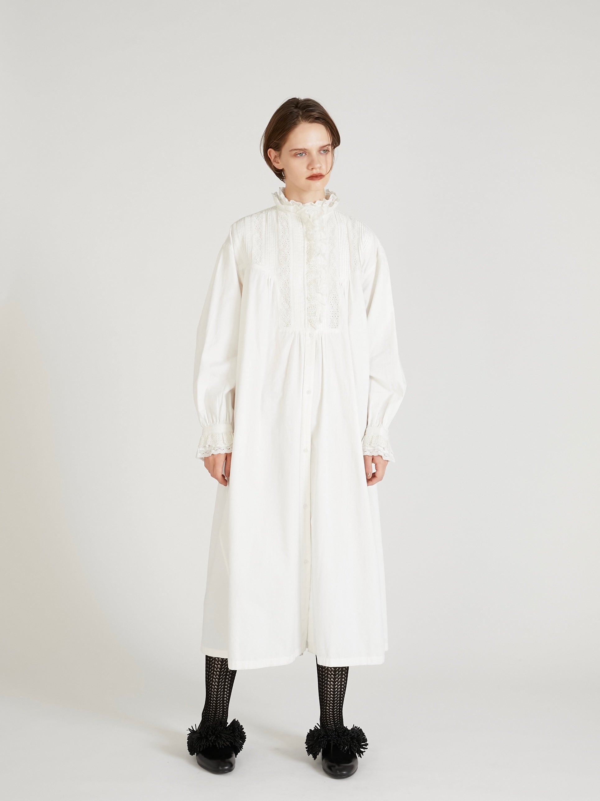 rebuild lace shirt dress｜WHITE