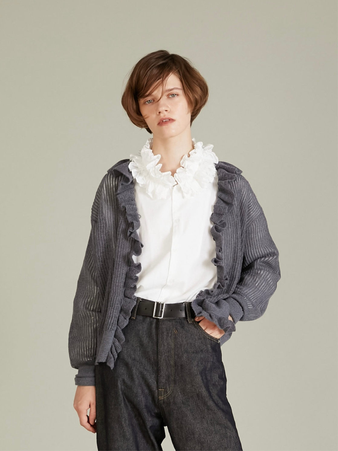 cotton frill collar shirts｜WHITE