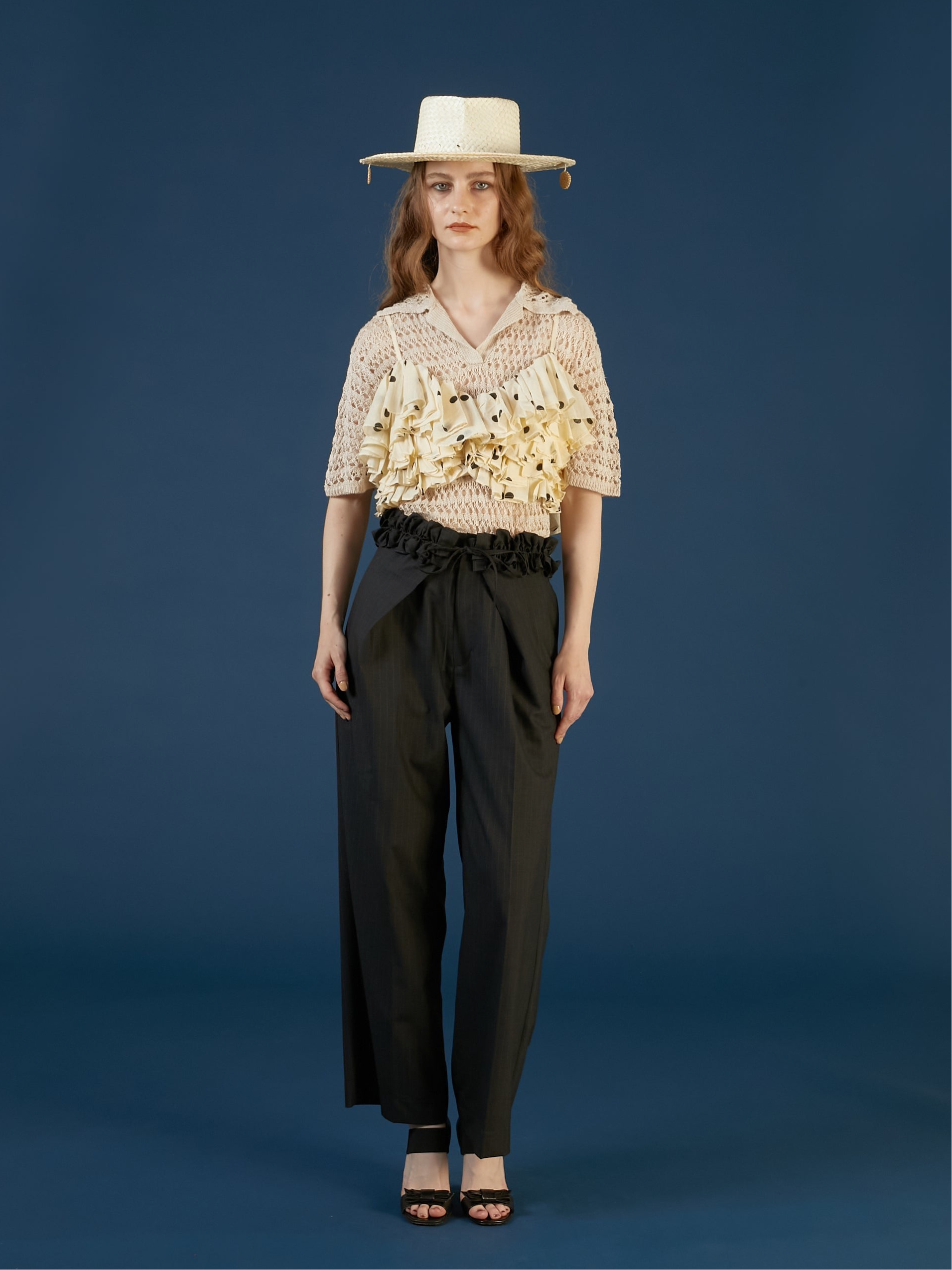 frill belt trousers｜GRAY