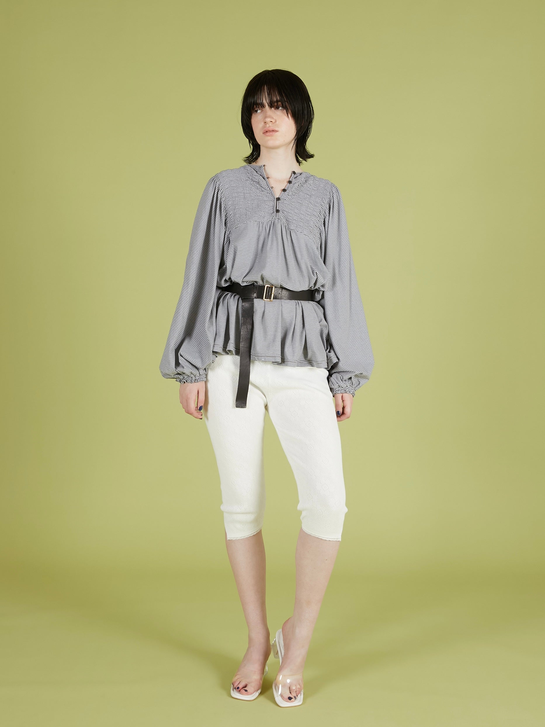 shirring border pullover｜GRAY