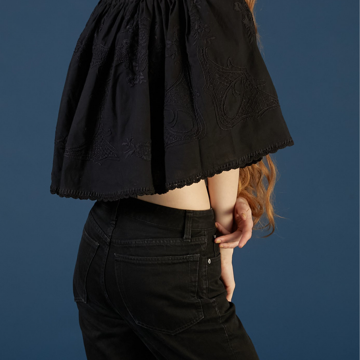 hand embroidery 2way mini skirt | BLACK hand embroidery 2way mini skirt | BLACK