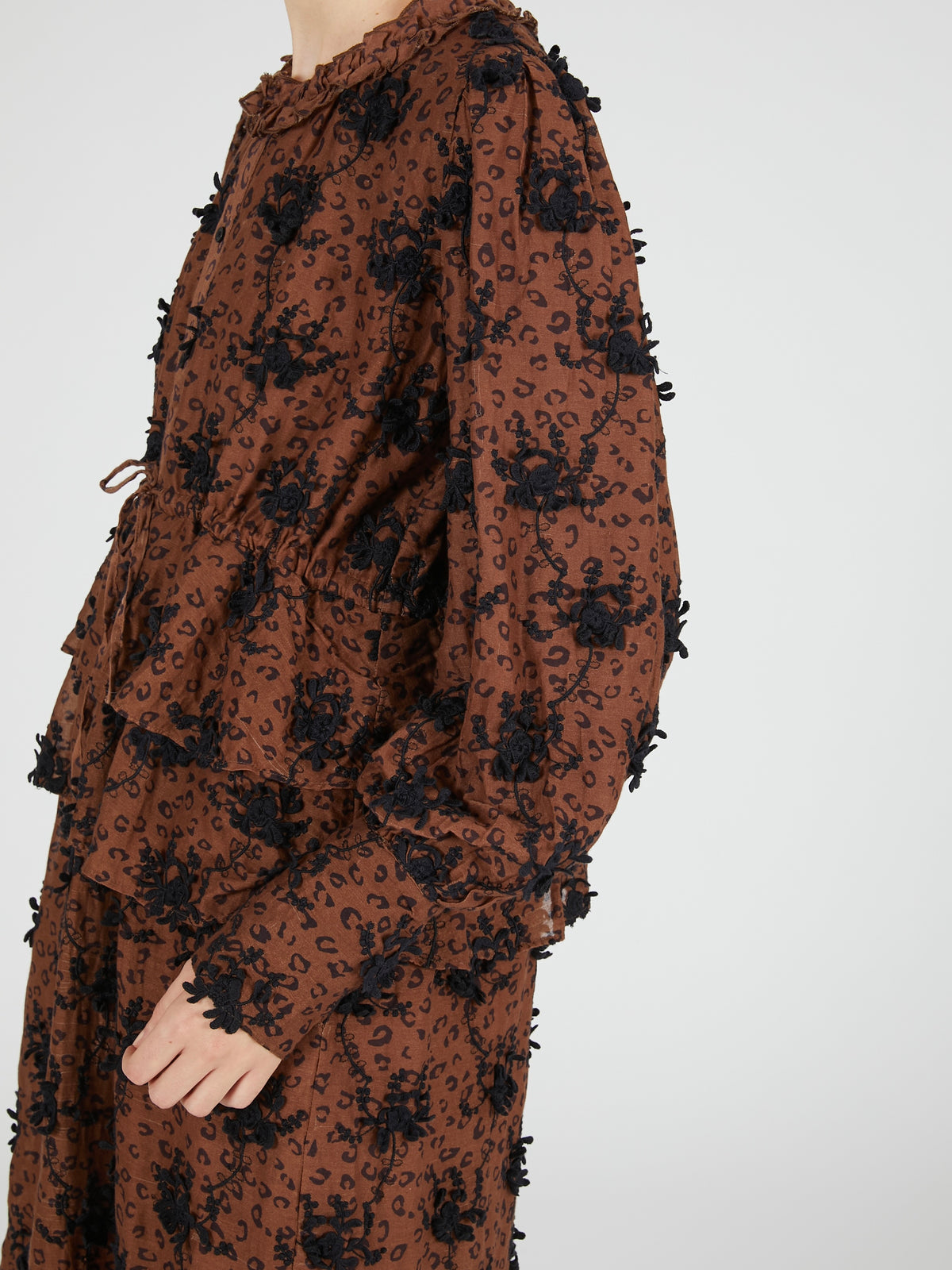 3D embroidery leopard onepiece