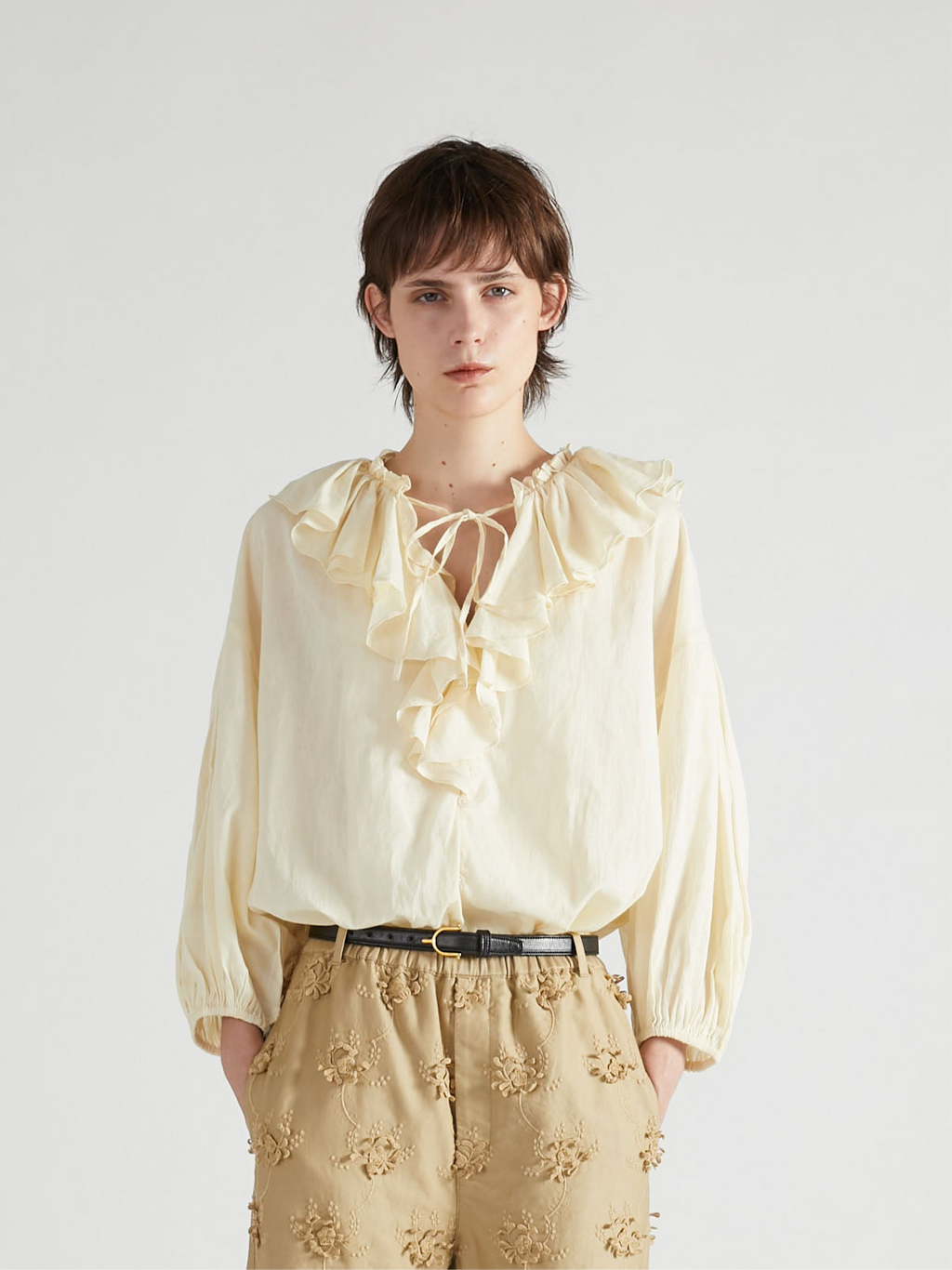 大幅値下げknuth marf 4way sheer frills blouse 4way sheer frills blouse/black | KNUTH MARF