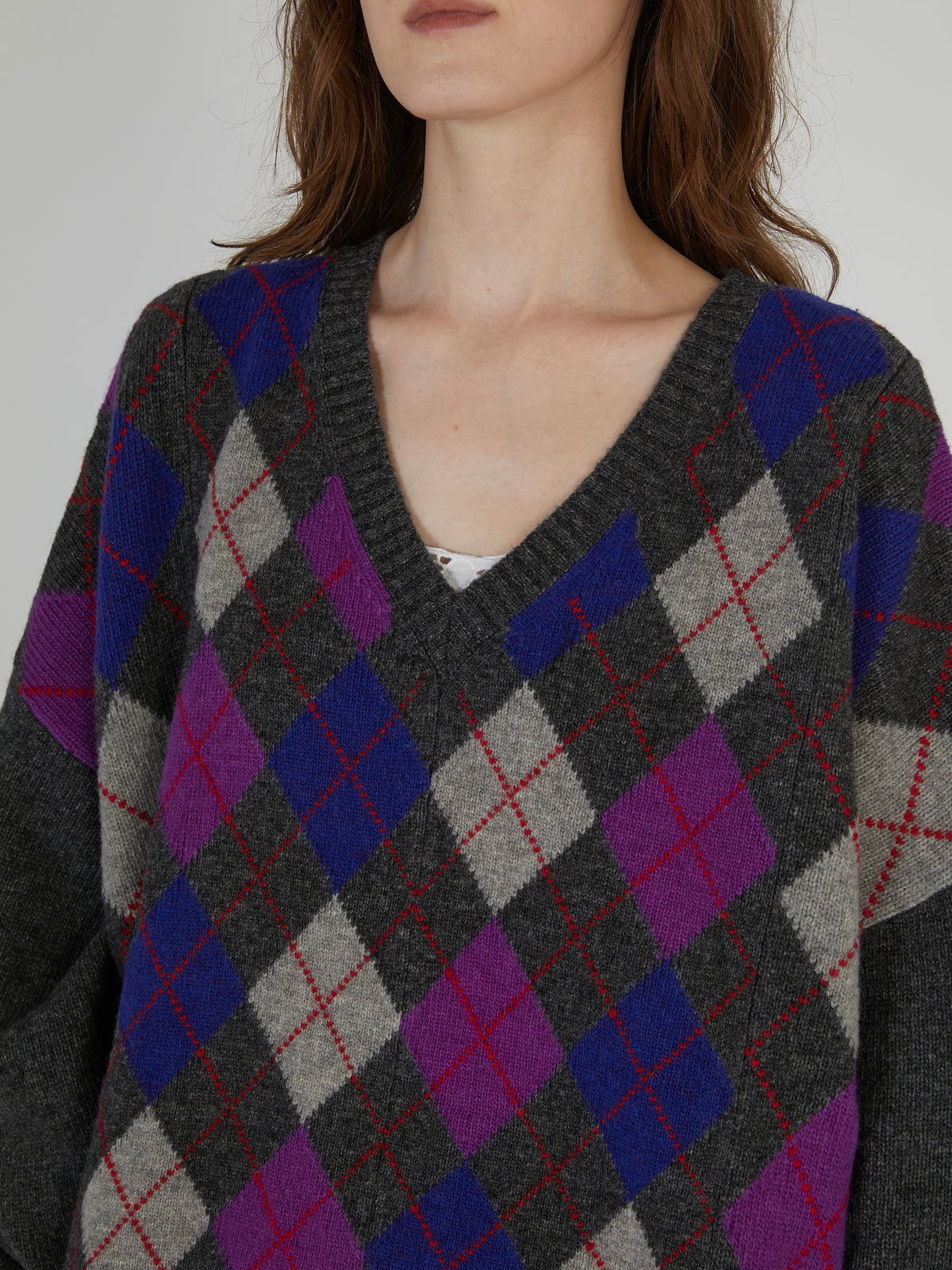 【griguri】argyle big knit｜GRAY