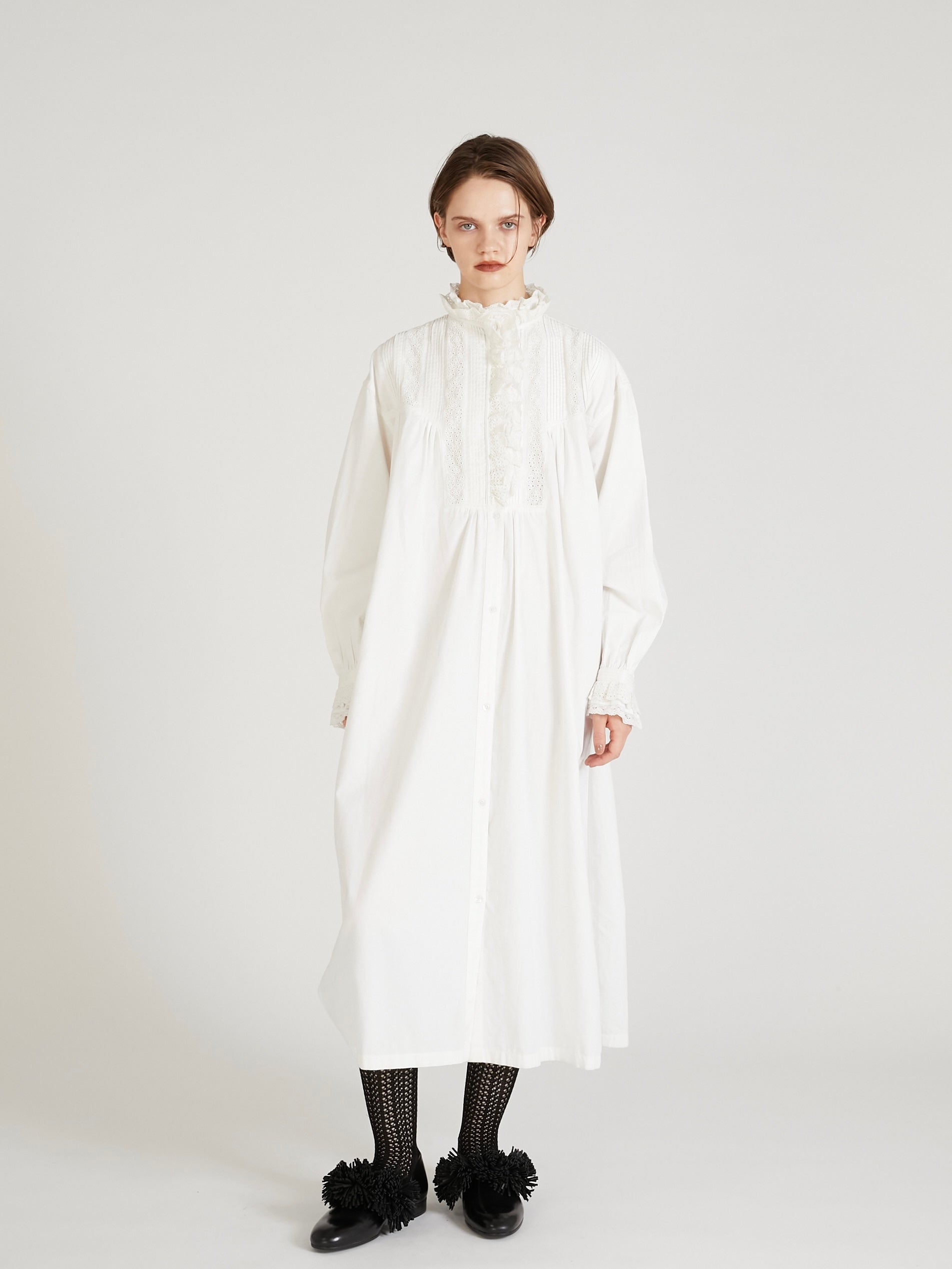 rebuild lace shirt dress｜WHITE