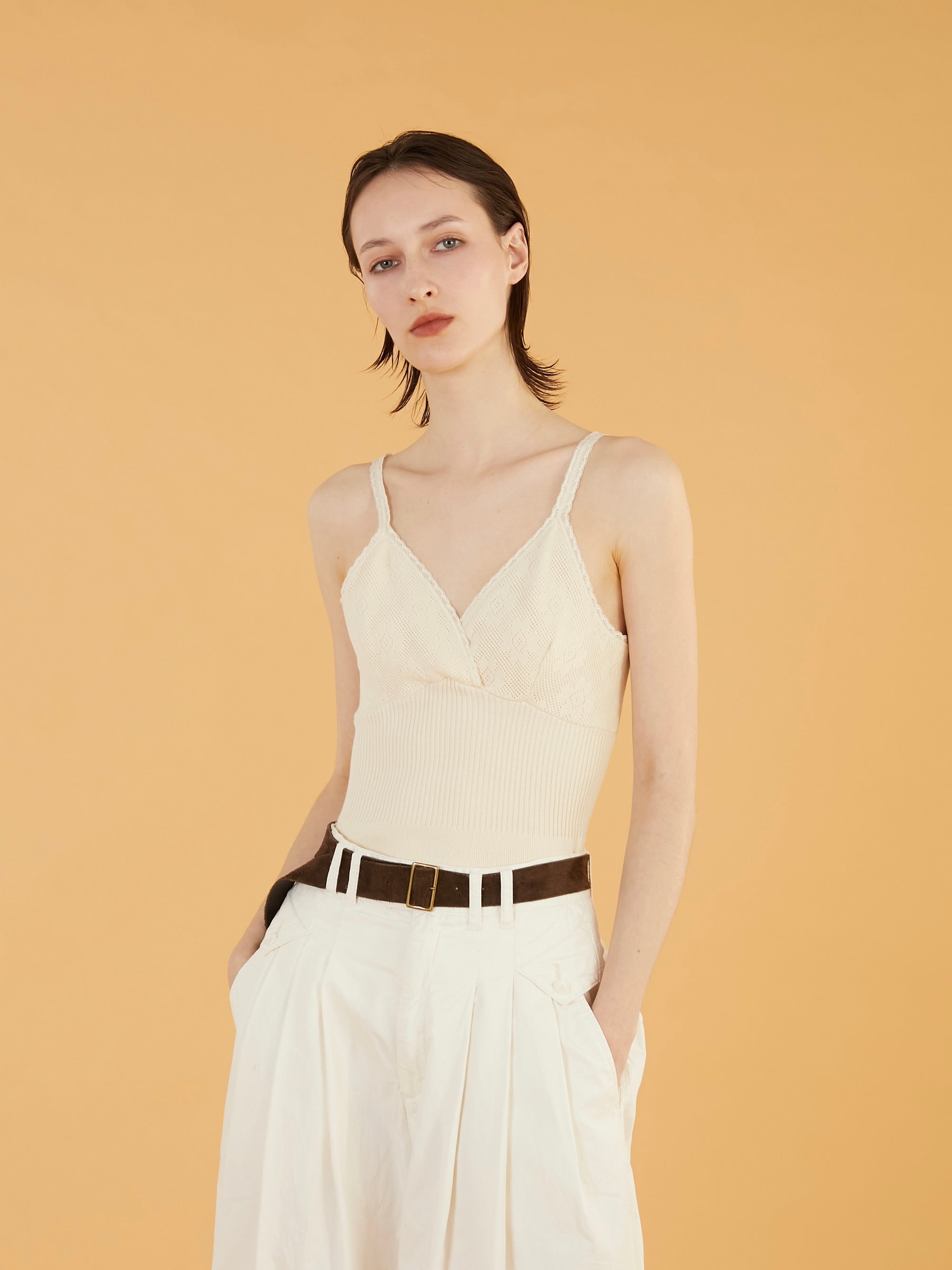 flower jacquard knit camisole｜IVORY