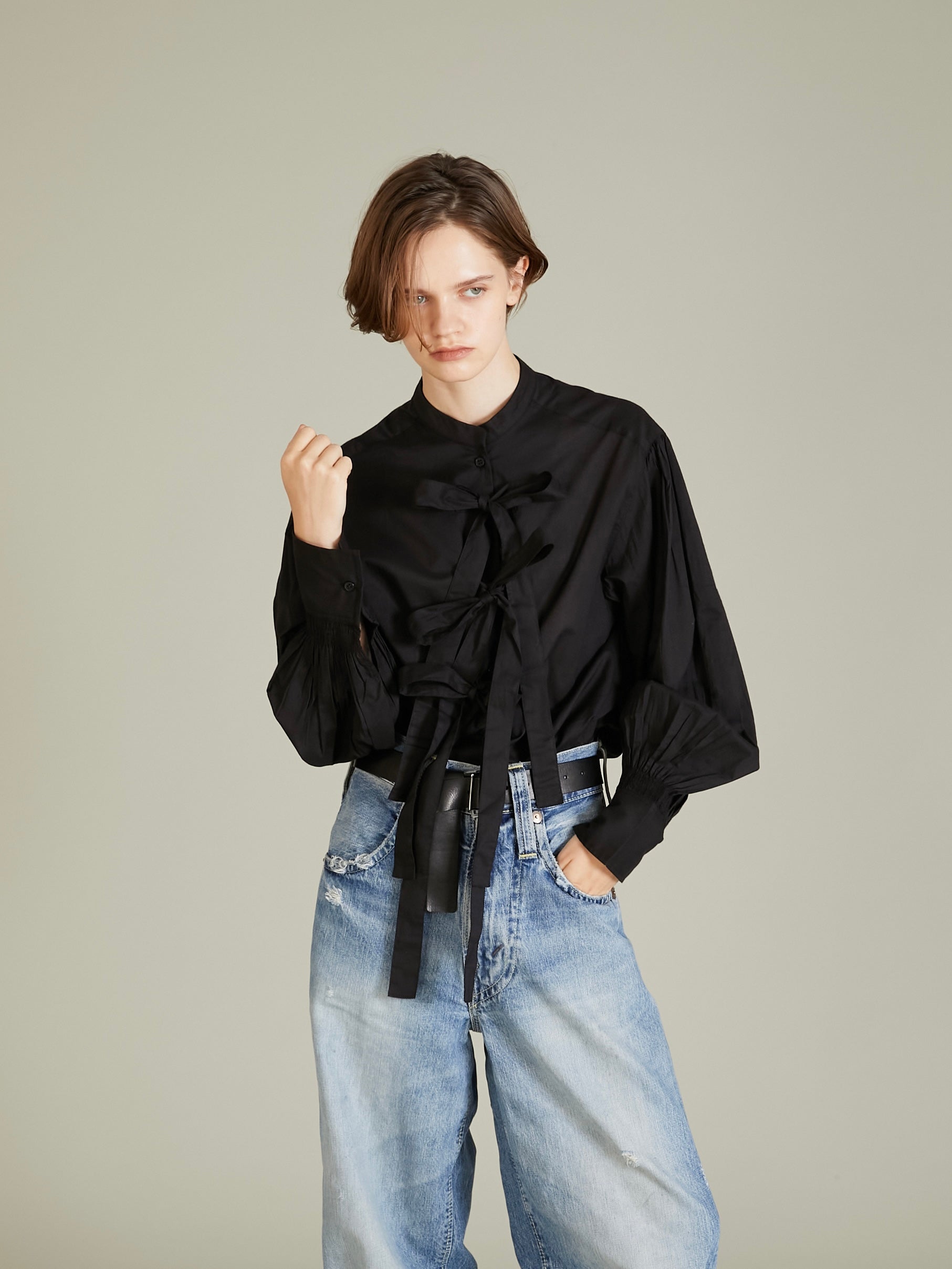 ribbon blouse｜BLACK