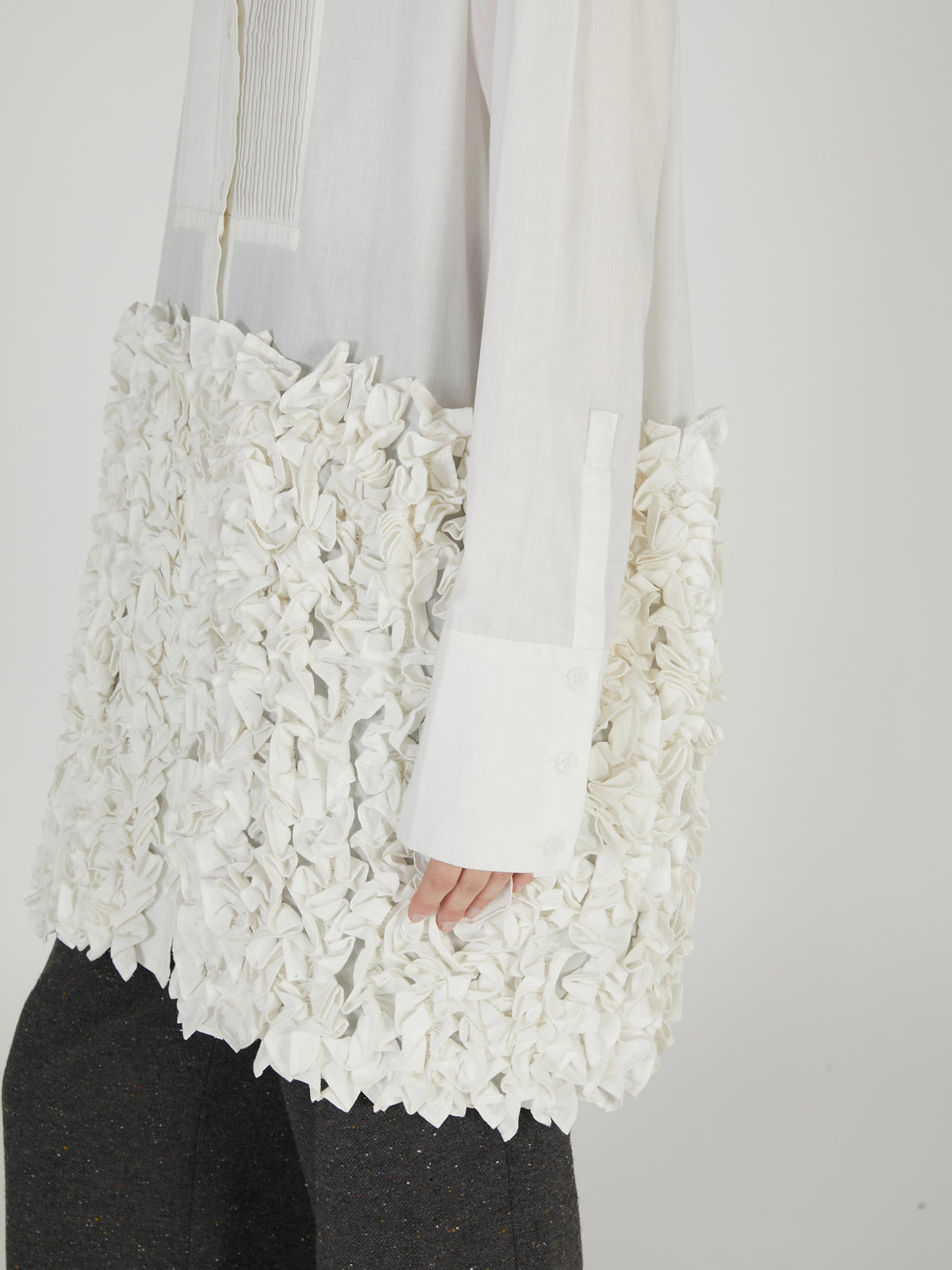 frill long formal shirt｜WHITE
