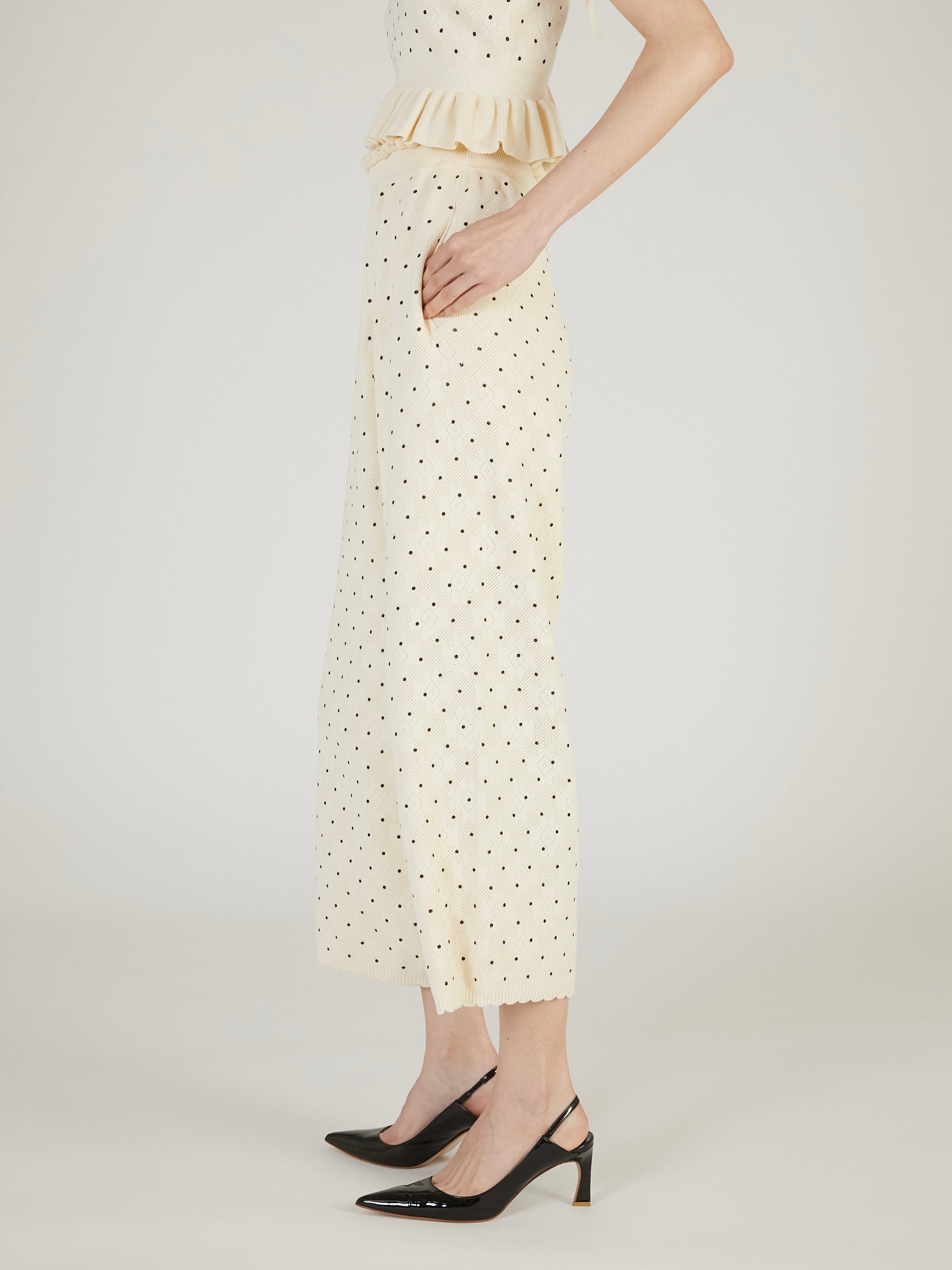 flower Jacquard dot pants｜IVORY