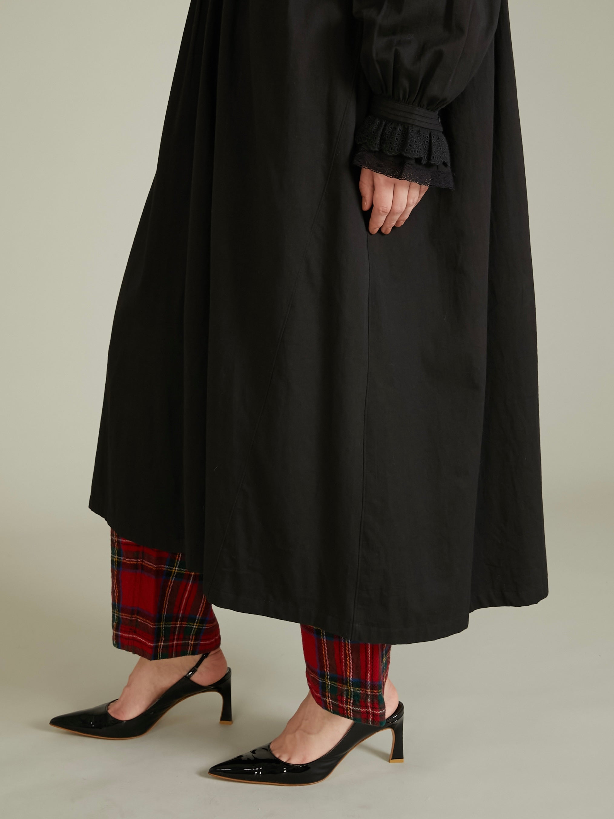 rebuild lace shirt dress｜BLACK