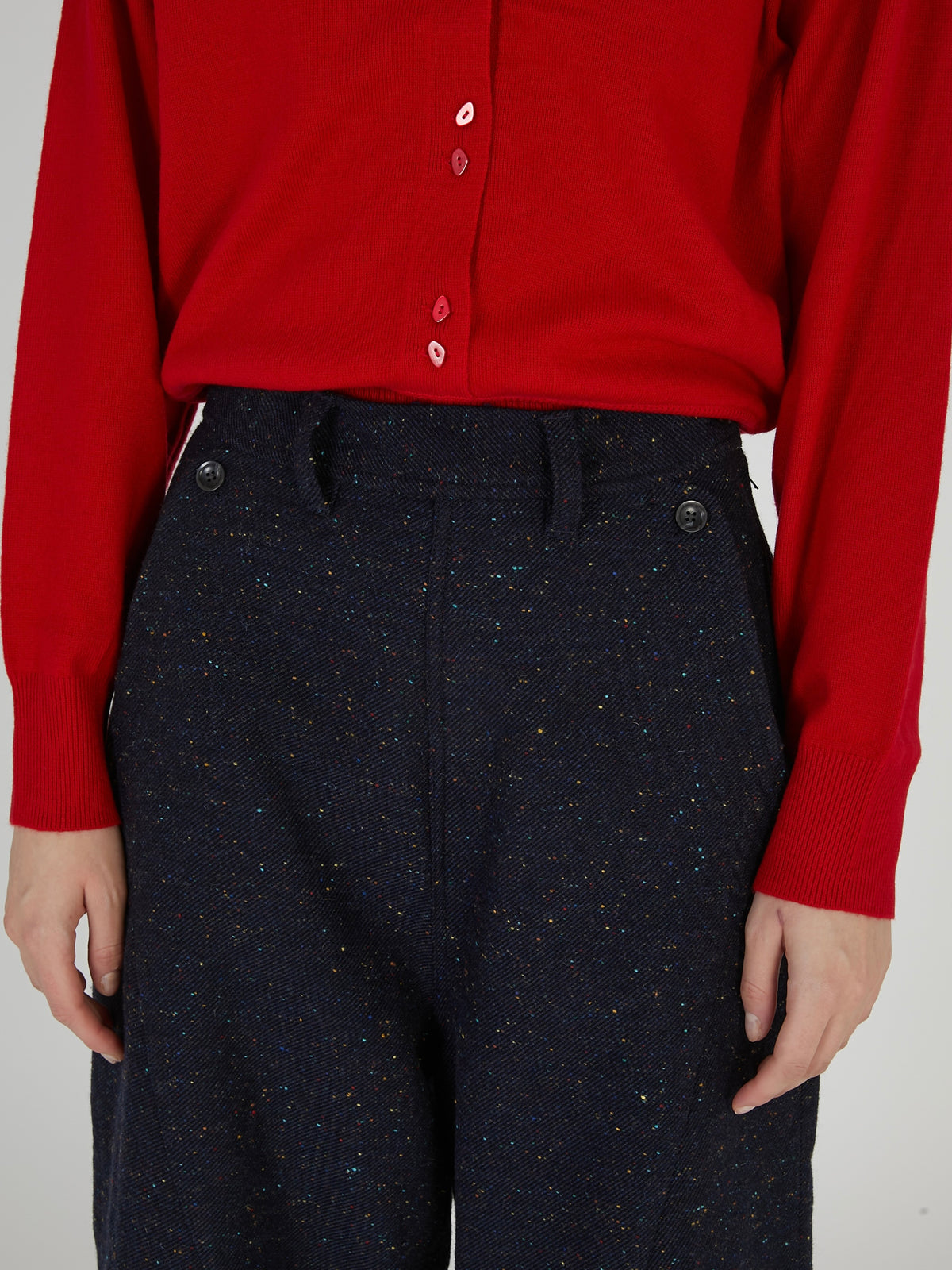 tweed stitch pants｜NAVY