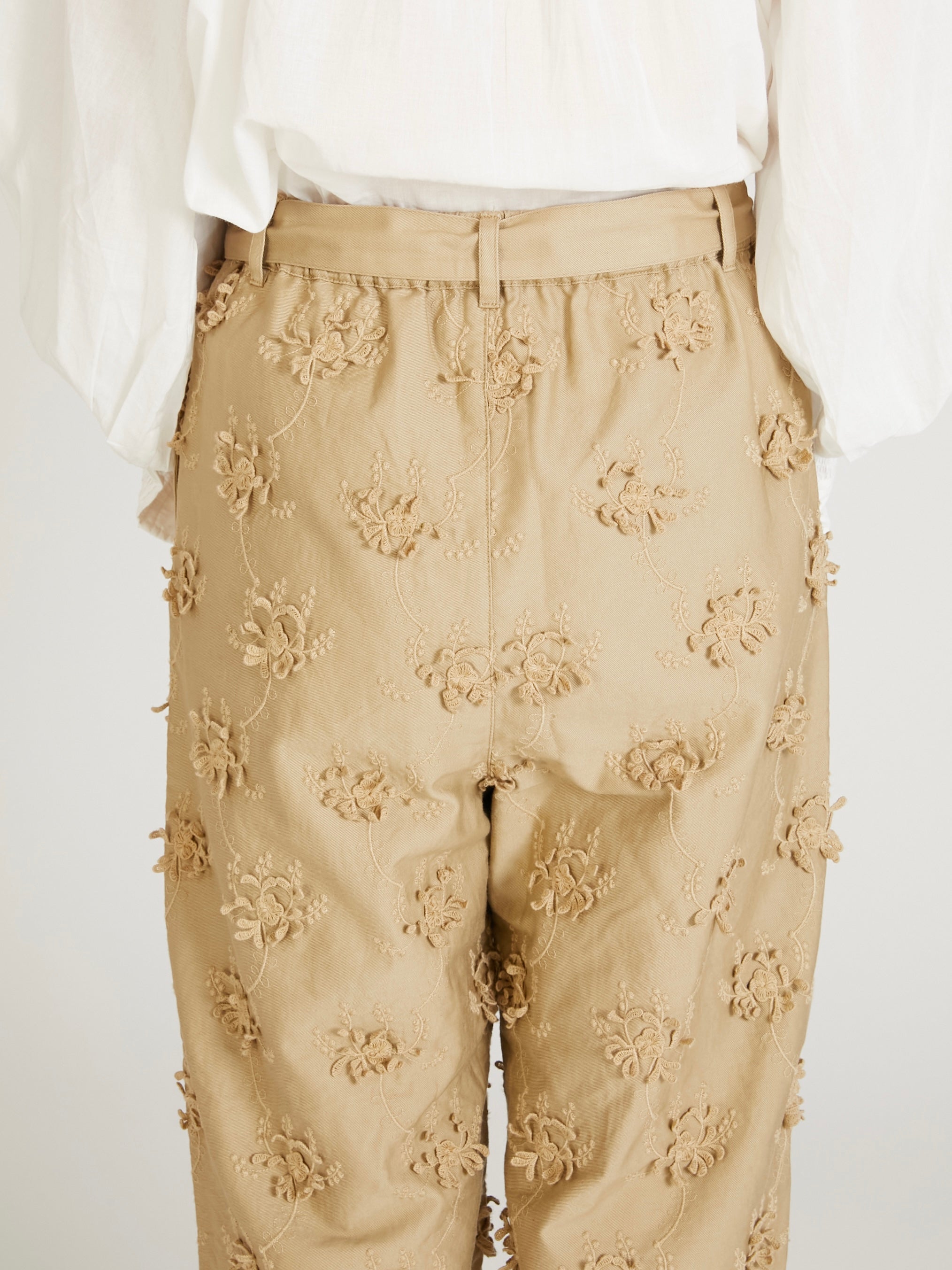 3D embroidery twill easy pants｜BEIGE