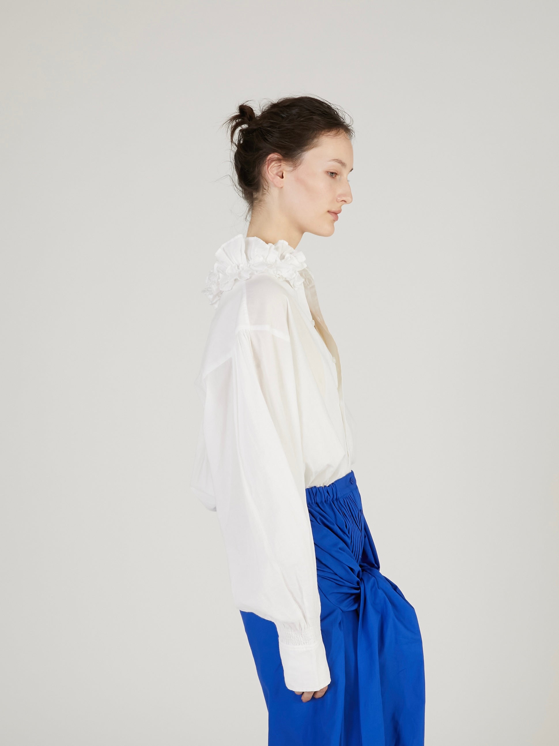 cotton frill coller shirts｜WHITE