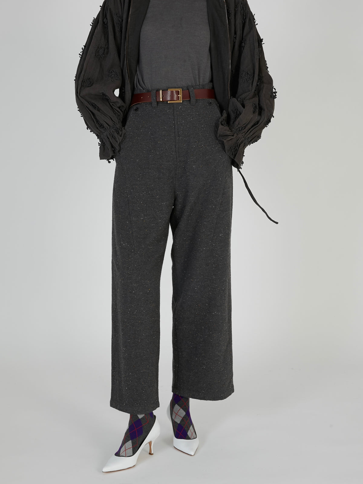 tweed stitch pants｜GREY
