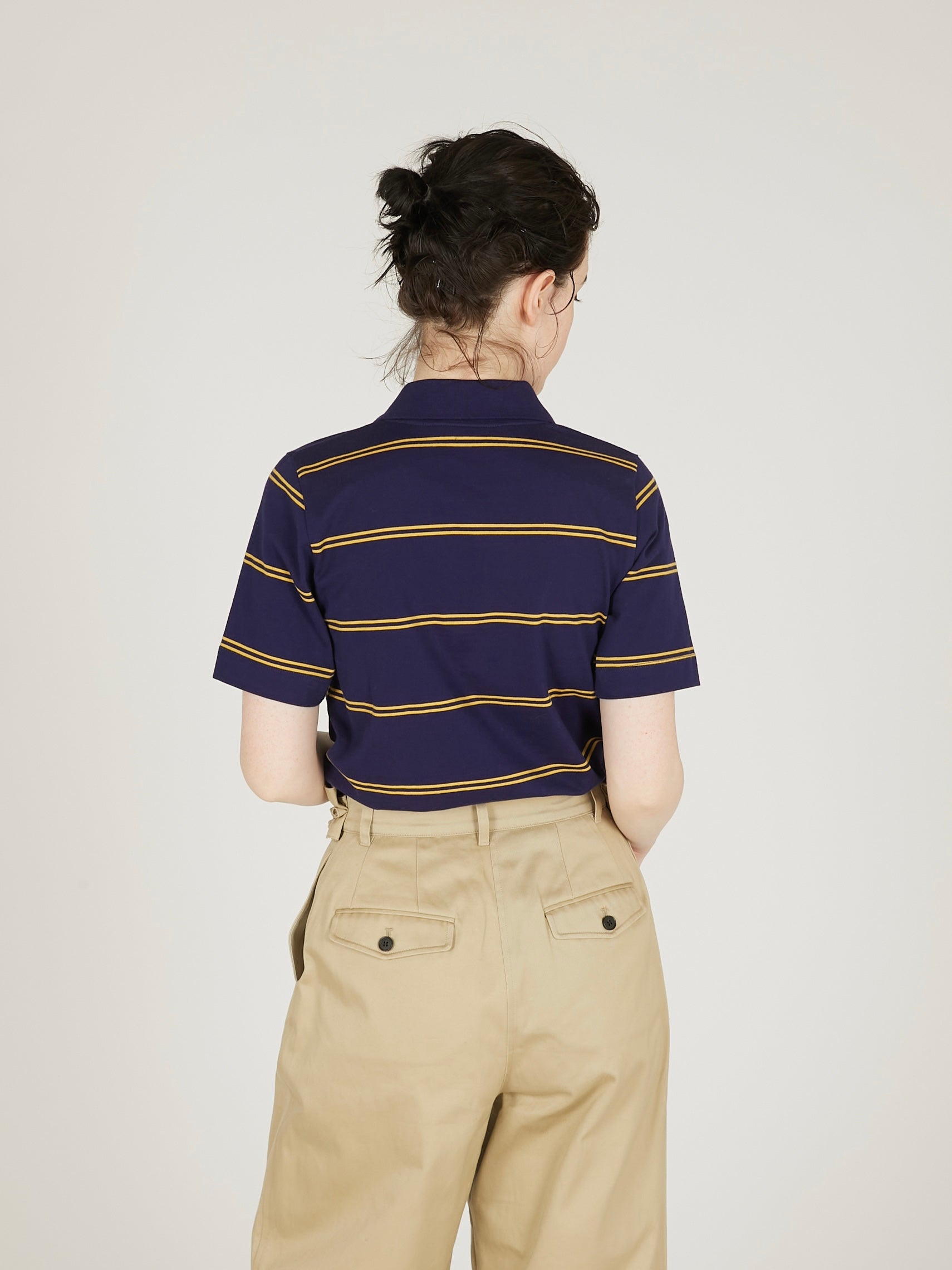 row neck border polo｜NAVY