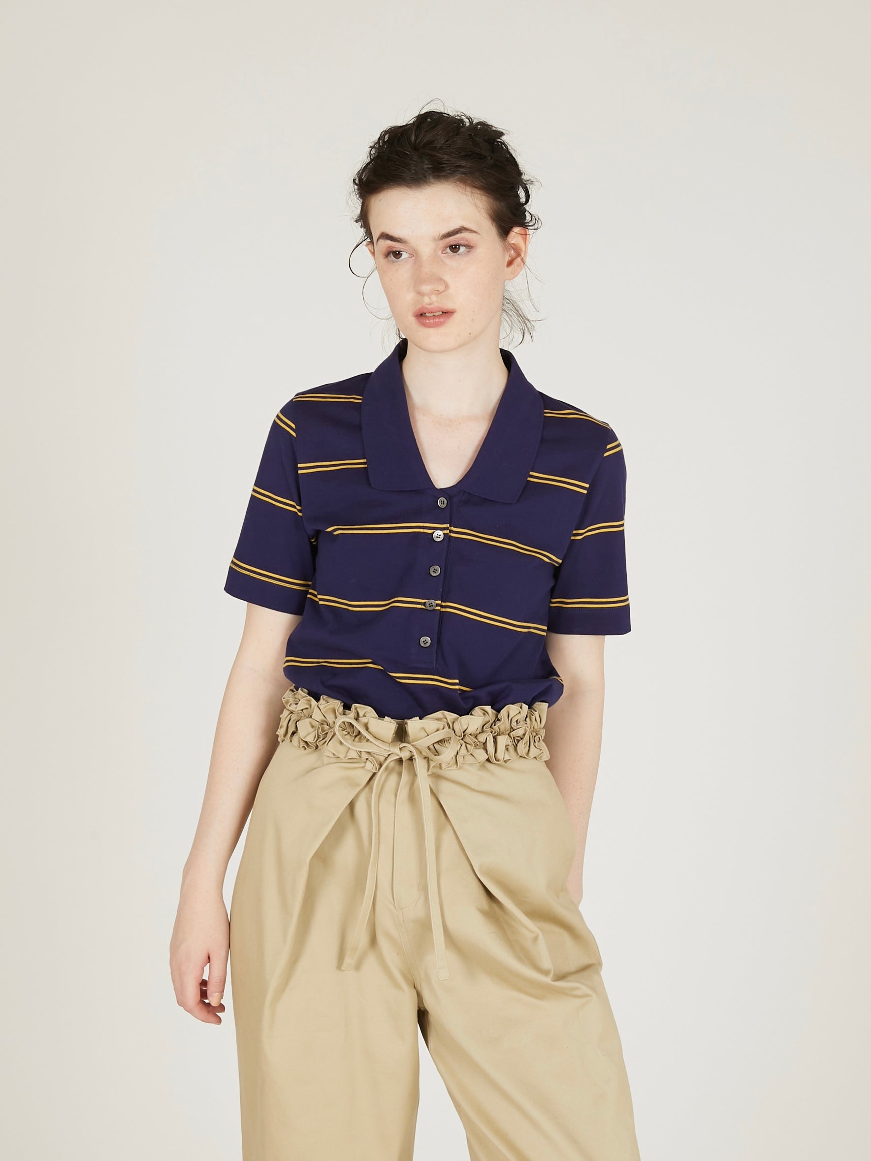 row neck border polo｜NAVY