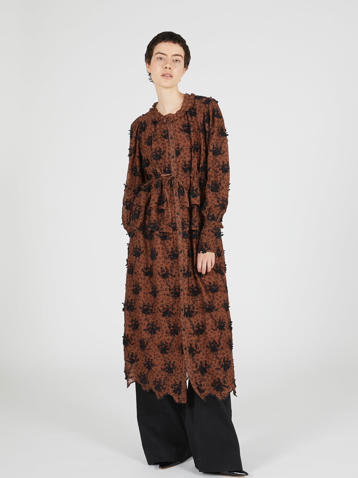 3D embroidery leopard onepiece