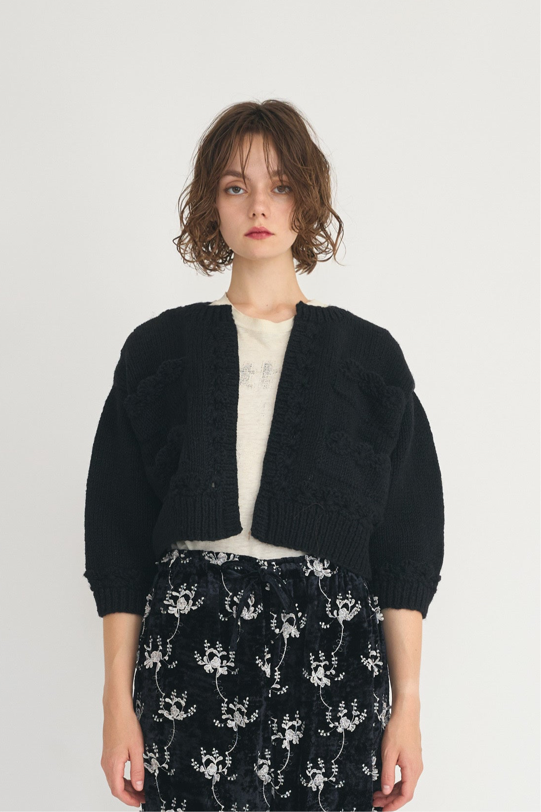 hand knit mini jacket │ BLACK