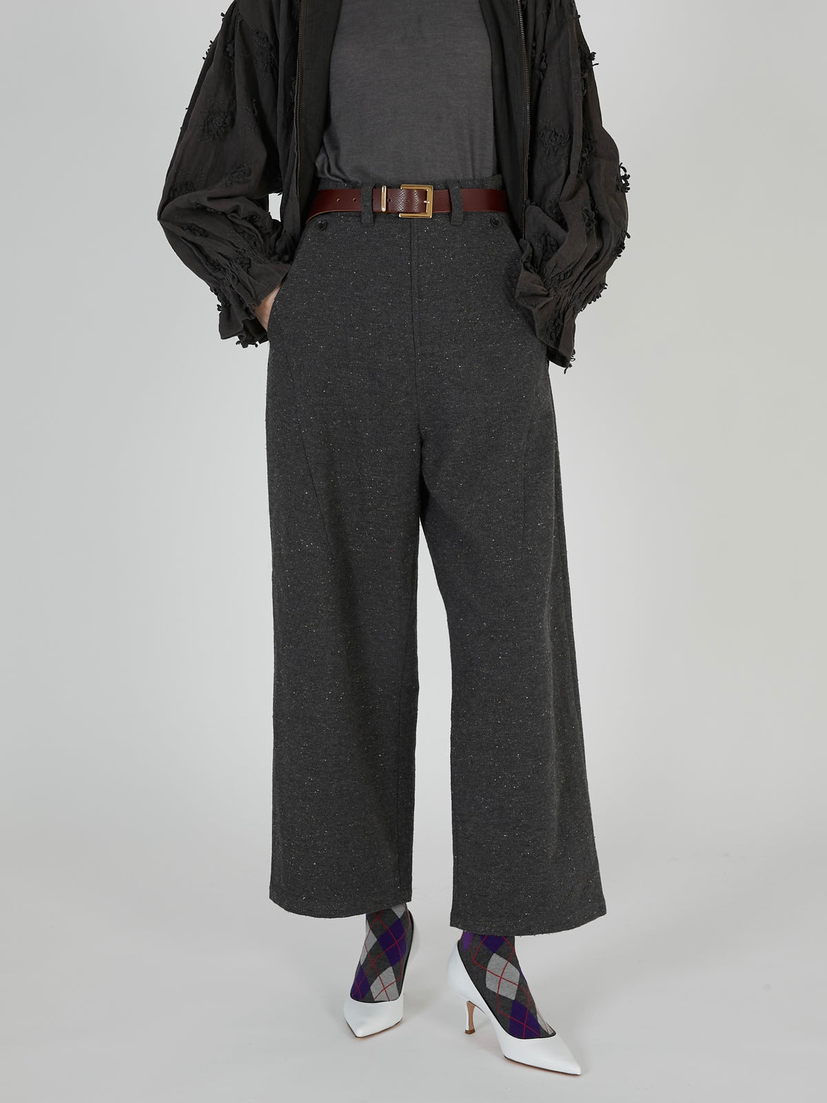 tweed stitch pants｜NAVY