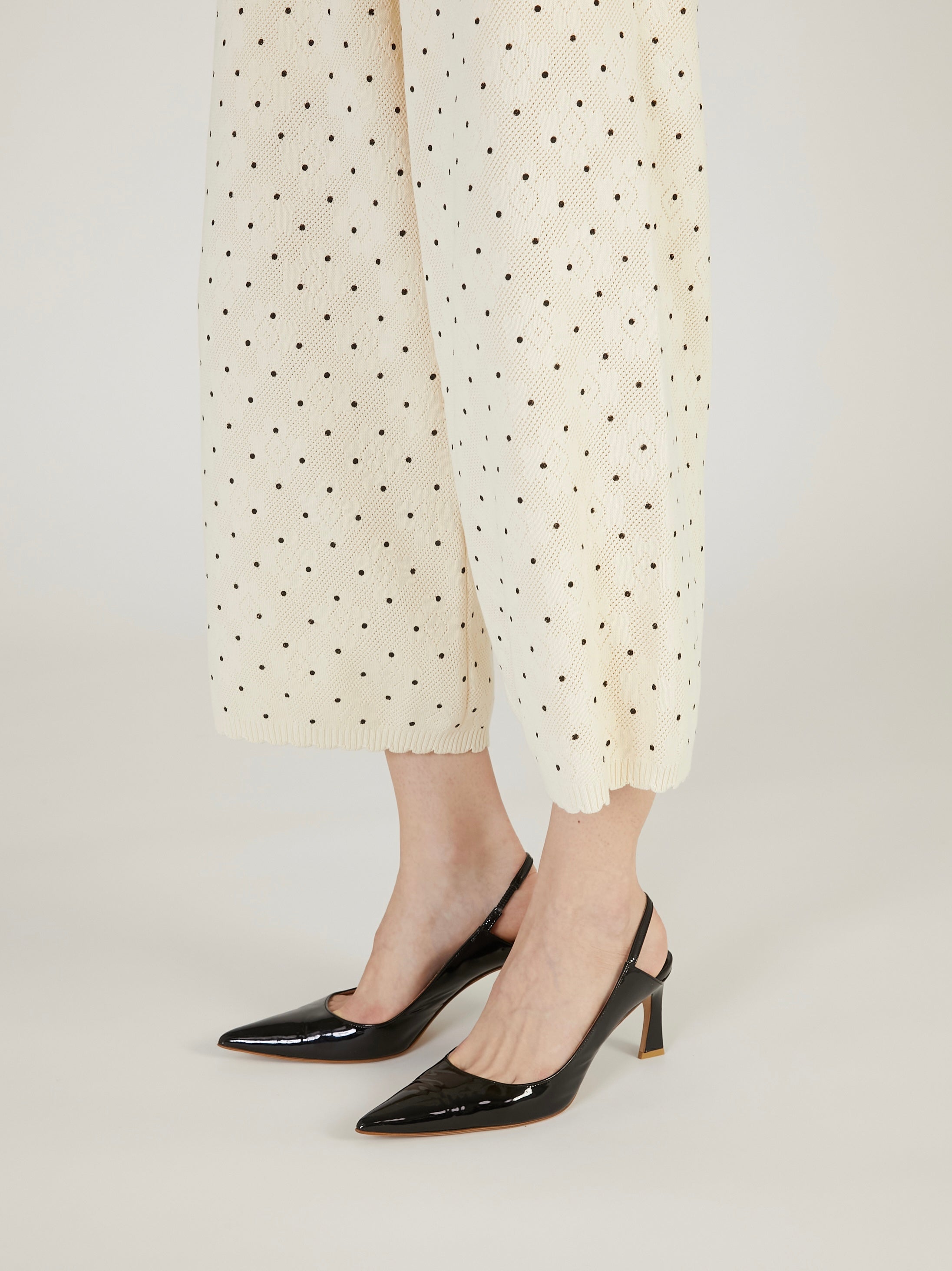 Drawdrawers flower dot コットンパンツ　花柄 ホワイト flower Jacquard dot pants｜IVORY