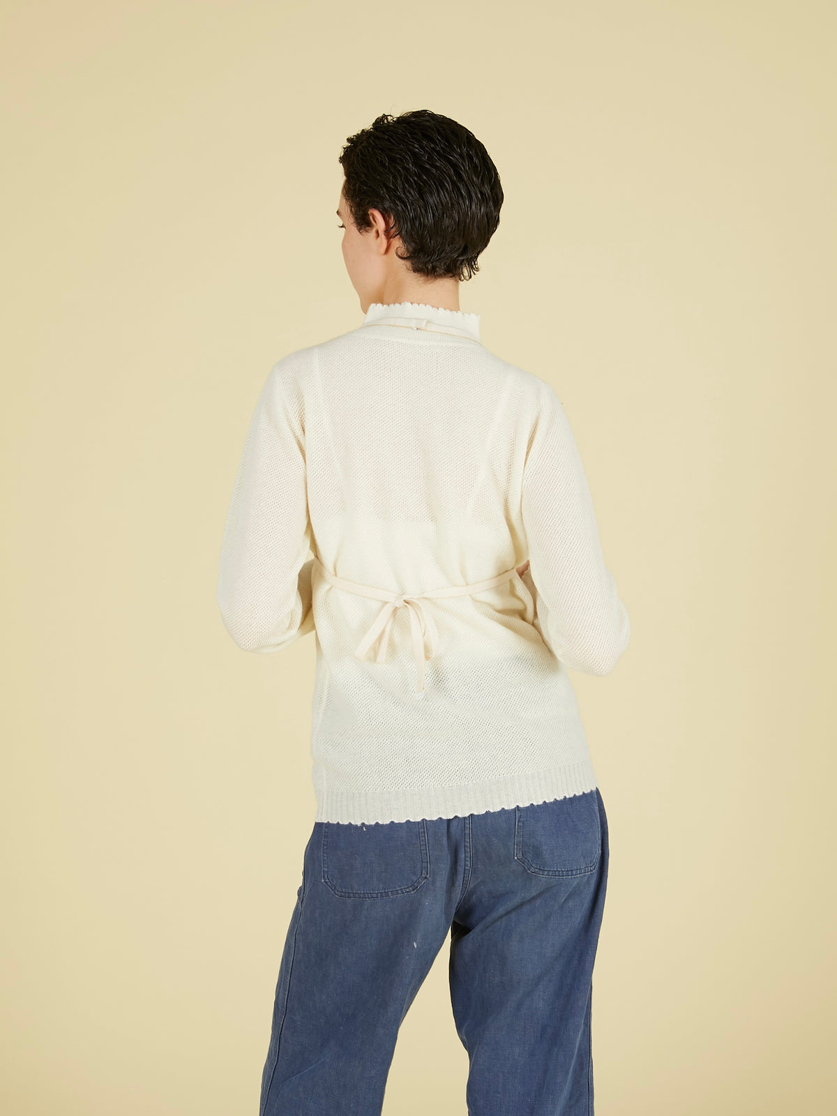 point tail turtle knit top｜IVORY